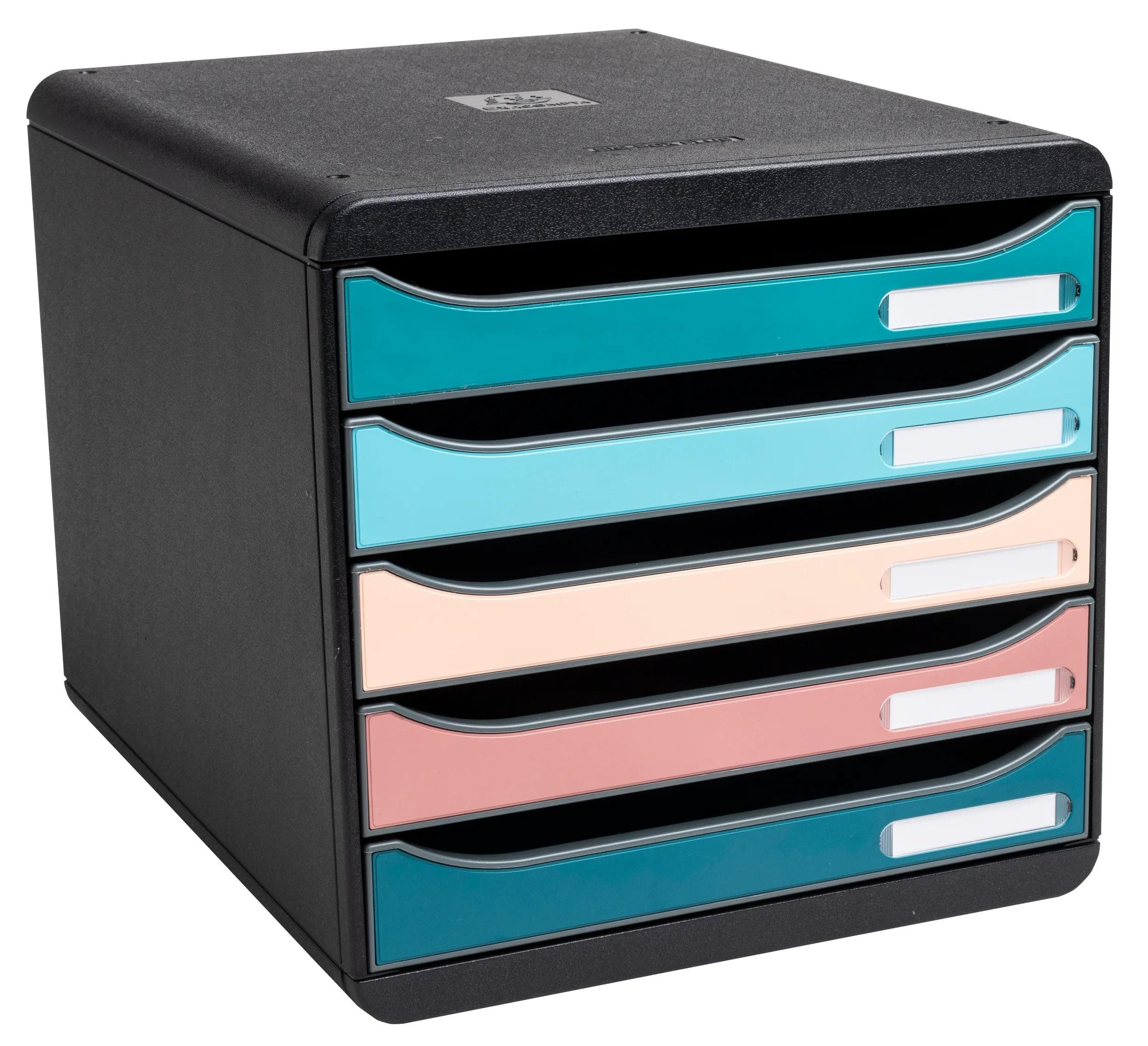 EXACOMPTA Schubladenbox Big Box, Schubladenbox mit 5 Schubladen, Skandi - sortiert - 309606D, Boxen stappelbar