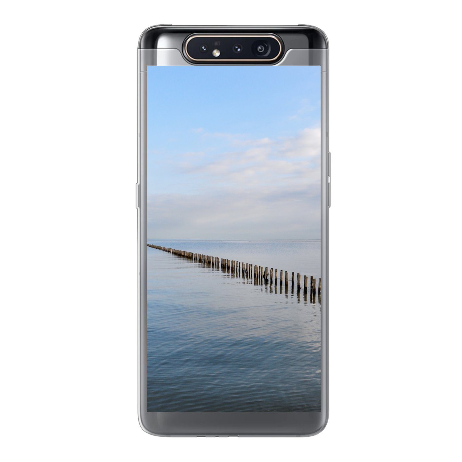 MuchoWow Handyhülle für Samsung Galaxy A80 Nordsee - Wolken - Wasser, Phone Case, Silikon, Schutzhülle Dünn
