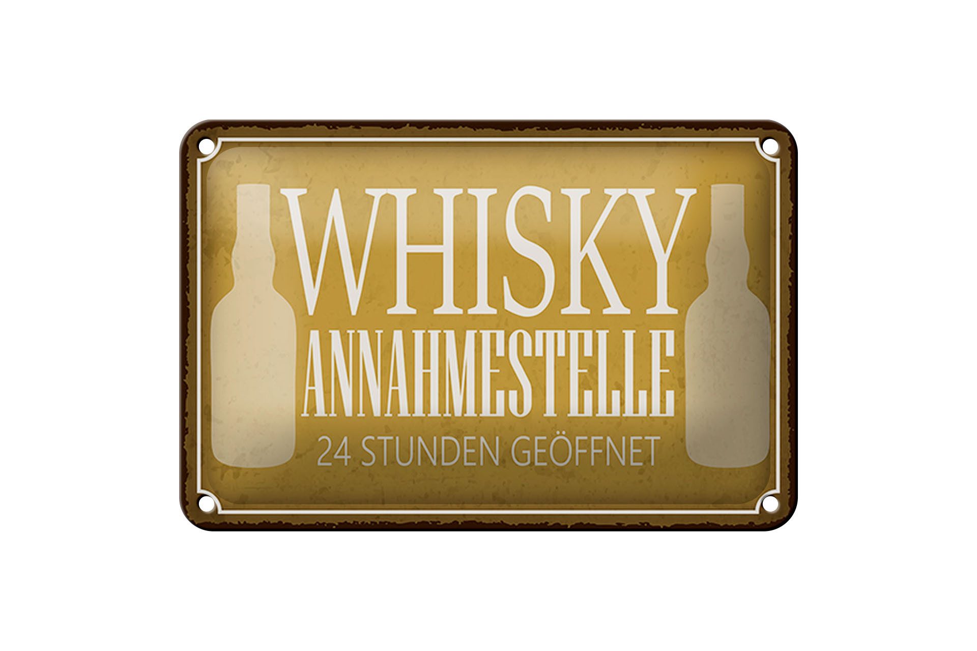Metallschild Spruch 18x12cm Whisky Annahmestelle 24 Stunden