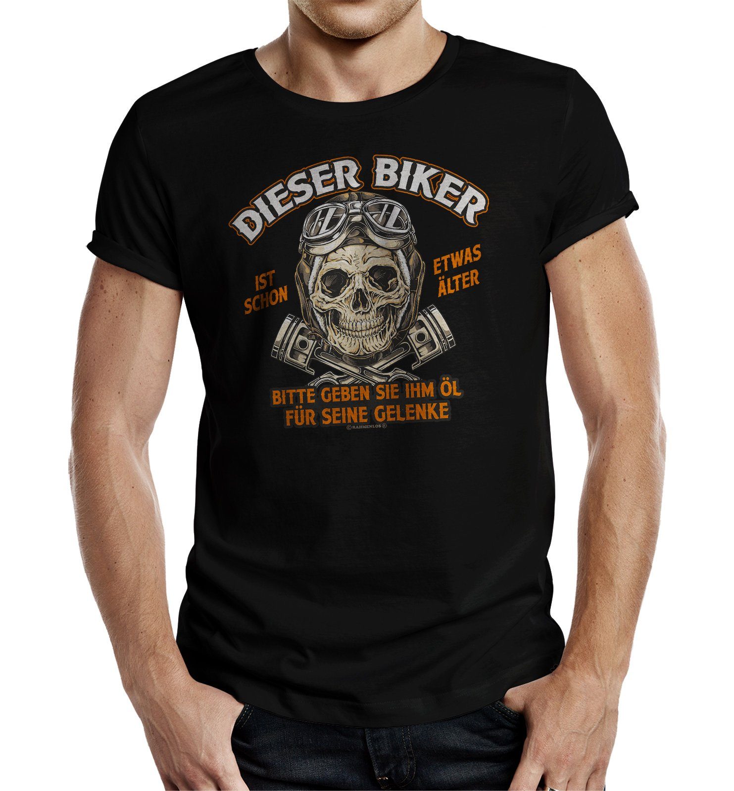 RAHMENLOS® T-Shirt für ältere Motorradfahrer - dieser Biker ist schon etwas älter