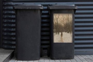 MuchoWow Wandsticker Winter in den Wäldern von Scheveningen - Gemälde von Anton Mauve (1 St), Mülleimer-aufkleber, Mülltonne, Sticker, Container, Abfalbehälter