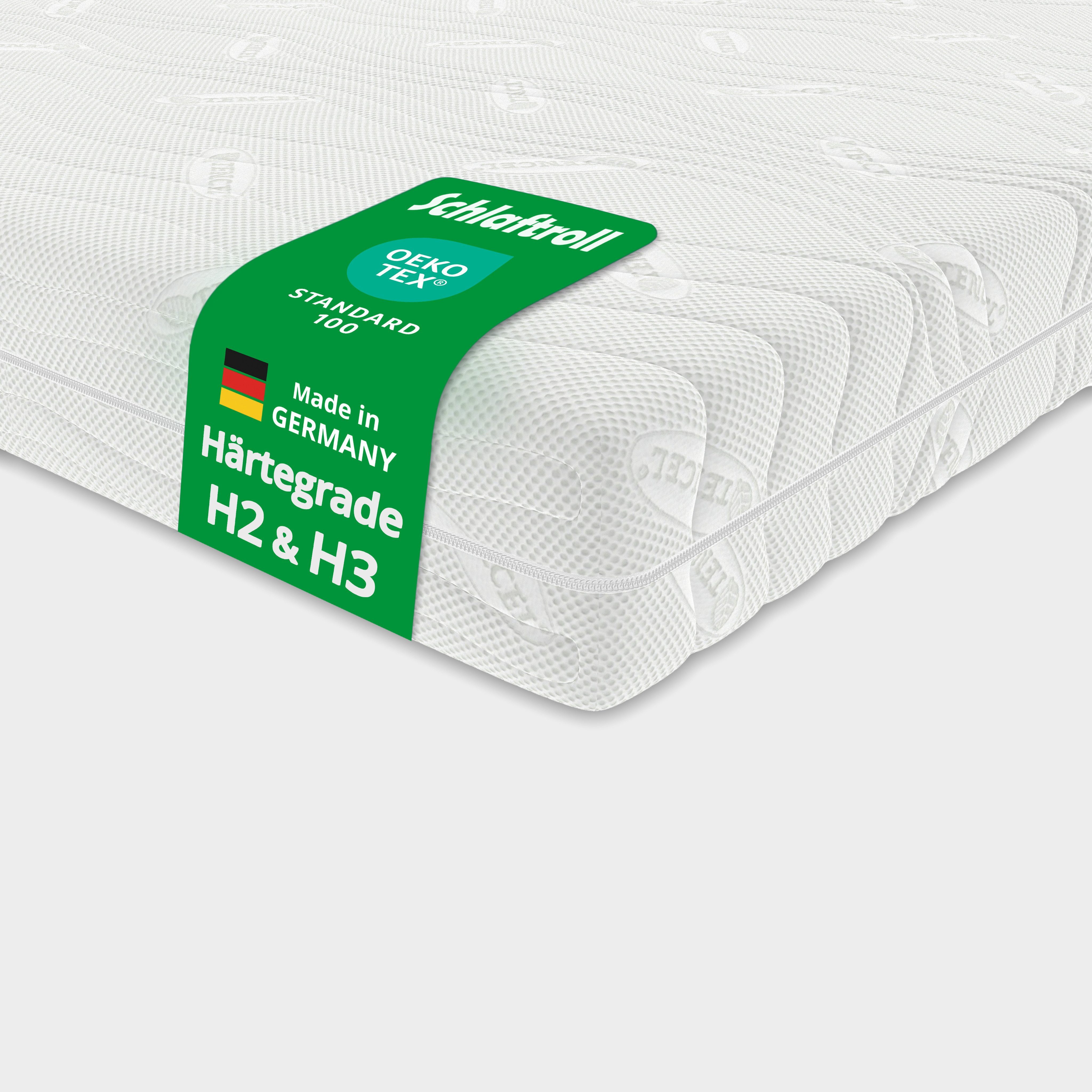Gelschaummatratze 90x200,140x200 HybridFlex 7-Zonen Duo, Schlaftroll, 22 cm hoch, Wendematratze mit Härtegrad H2 & H3, 7-Zonen Schnitt