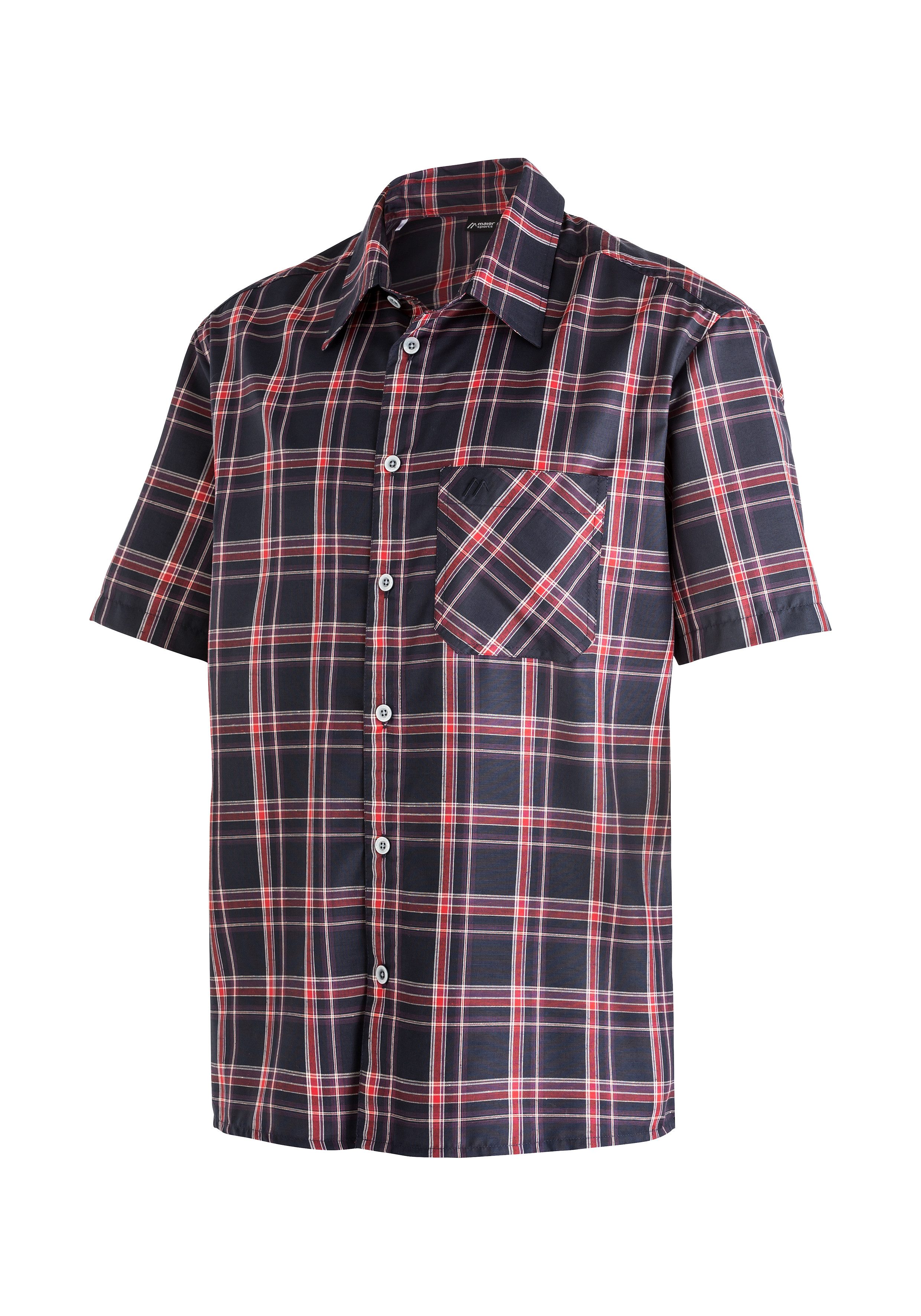 Maier Sports Funktionshemd Mauro Herren Hemd kurzarm, karriertes Freizeithemd, Kurzarmhemd, Regular Fit