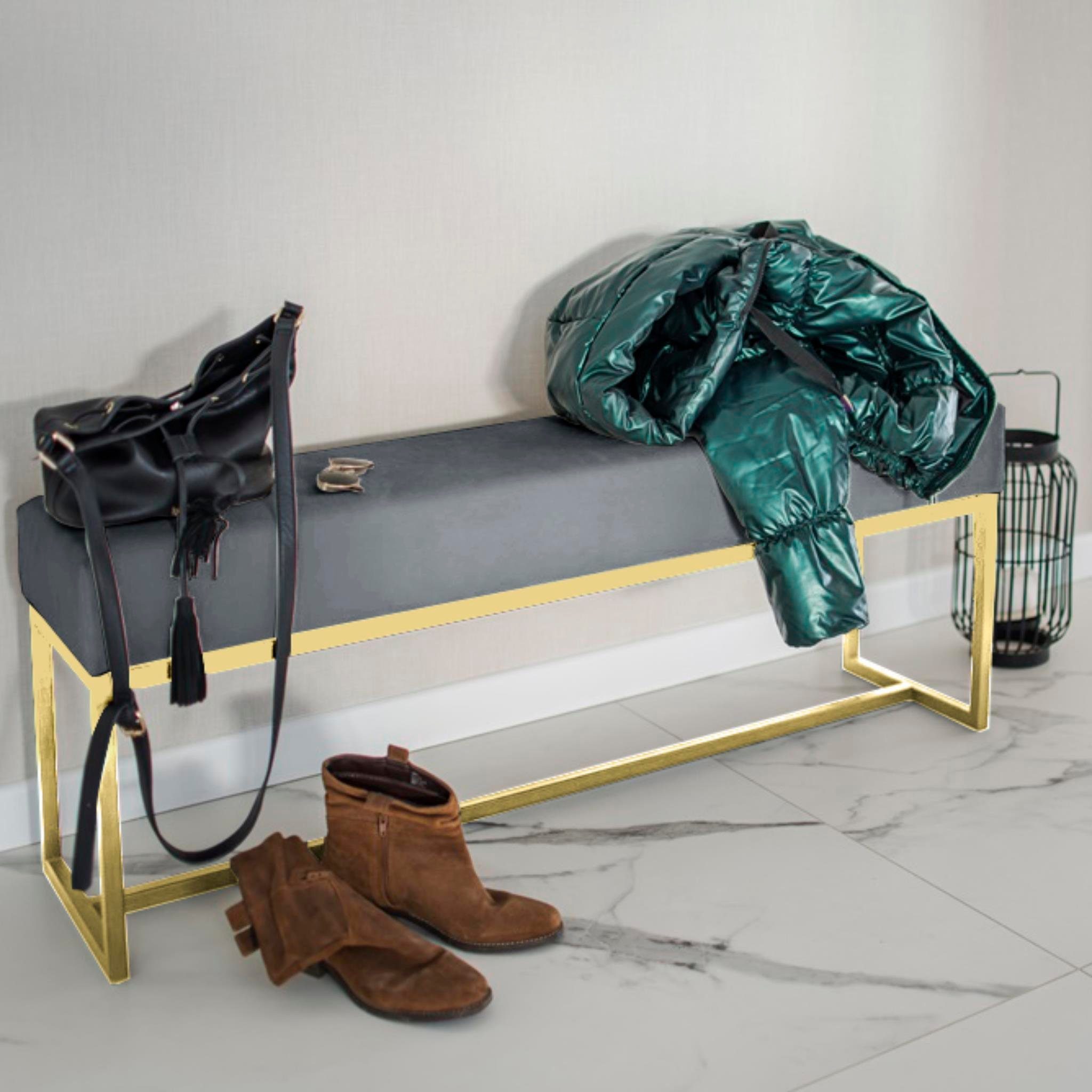 Beautysofa Polsterbank ACHEN Stilvolle Sitzbank aus Velours (verschiedene Größen, Metallbeine)