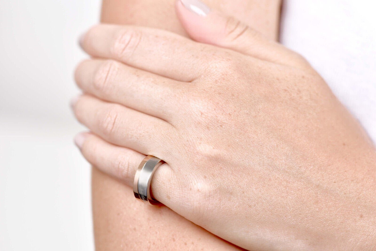 LeNoSa Fingerring CK Silber Edelstahl 50 Größe Damen Ring (15,9mm) (1-tlg) Rosegold