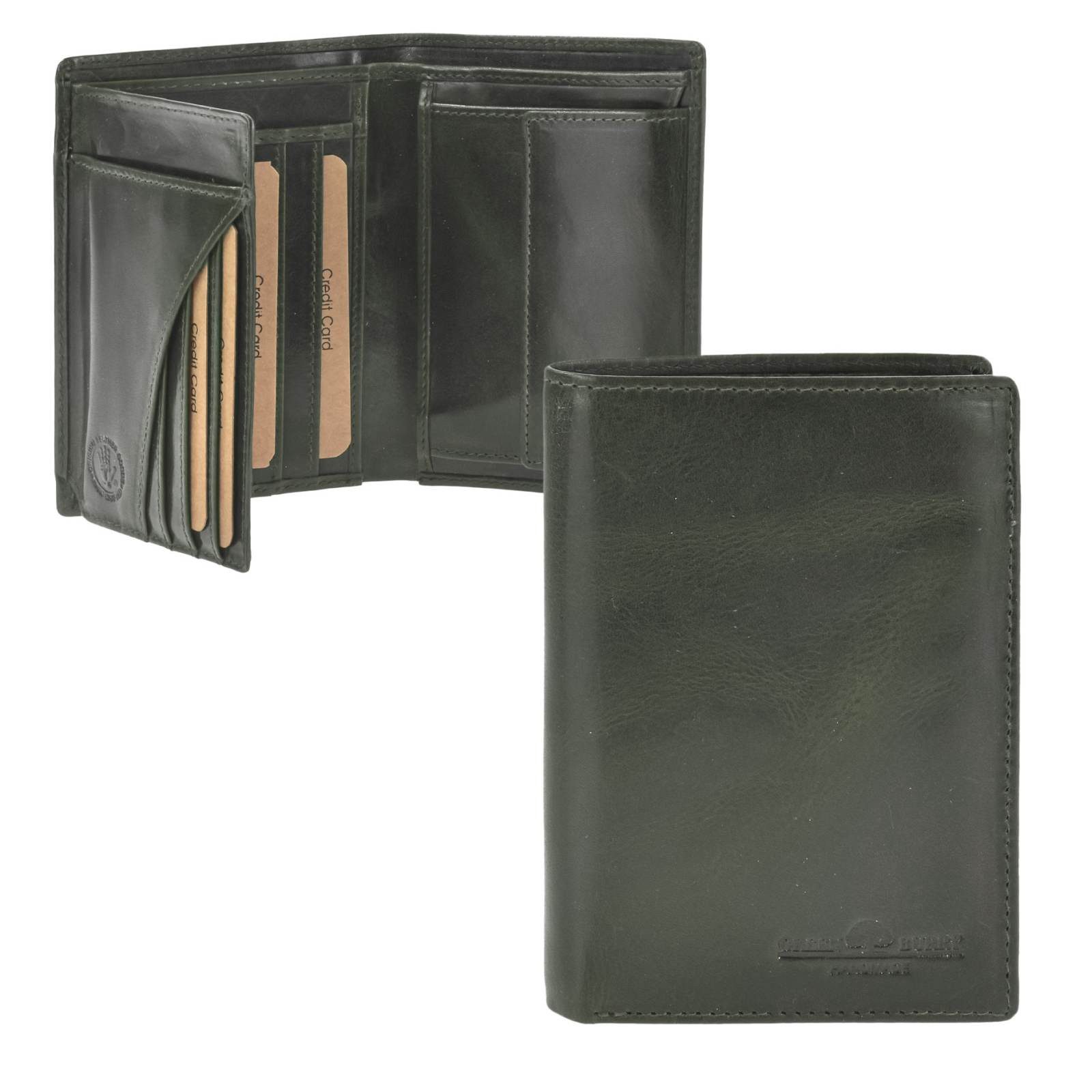 Greenburry Geldbörse "Newport" Leder Portemonnaie, Kombibörse, 7 Kartenfächer, RFID-Schutz, Scheintasche