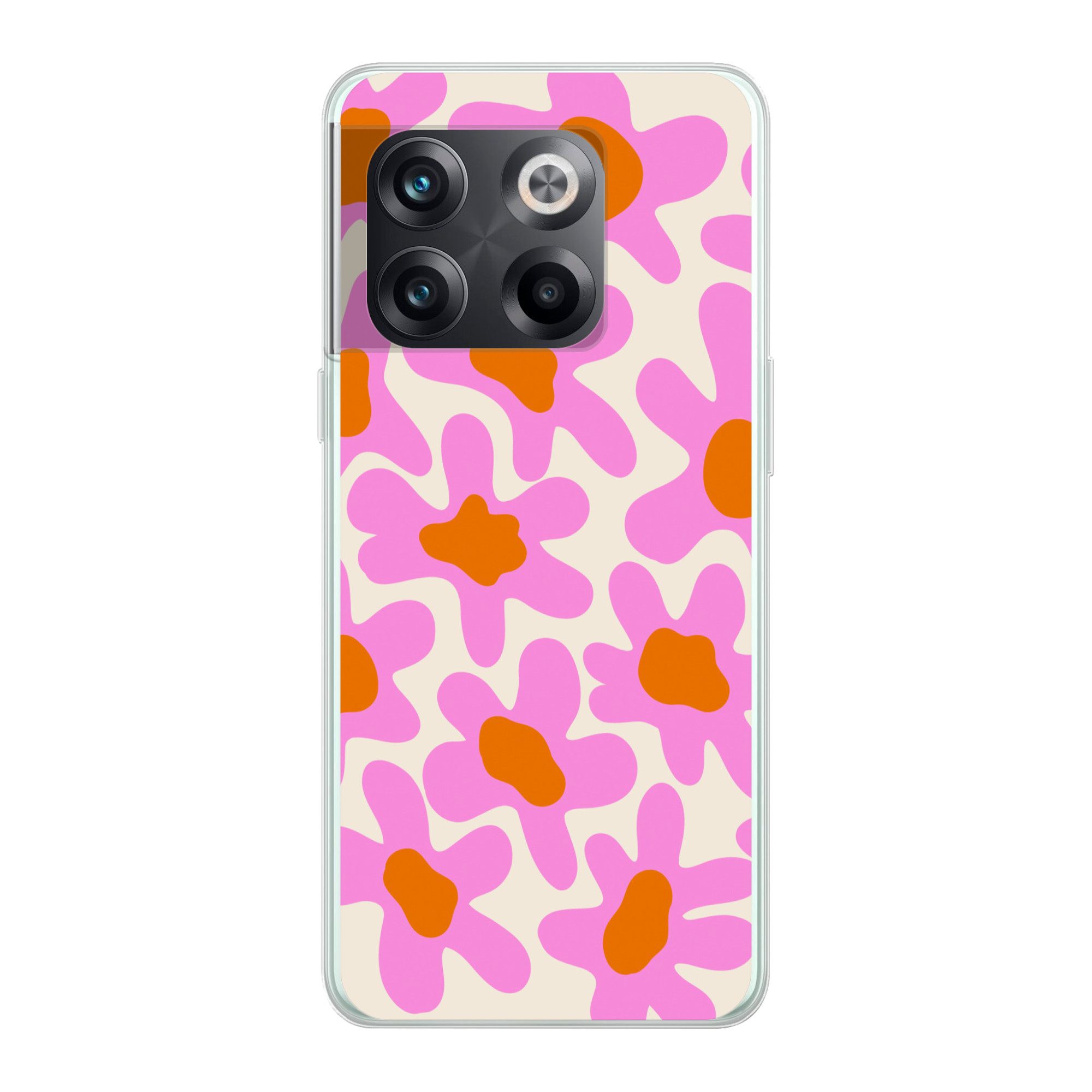 MuchoWow Handyhülle für OnePlus 10T Blume - Rosa - Muster, Phone Case, Silikon, Schutzhülle Dünn