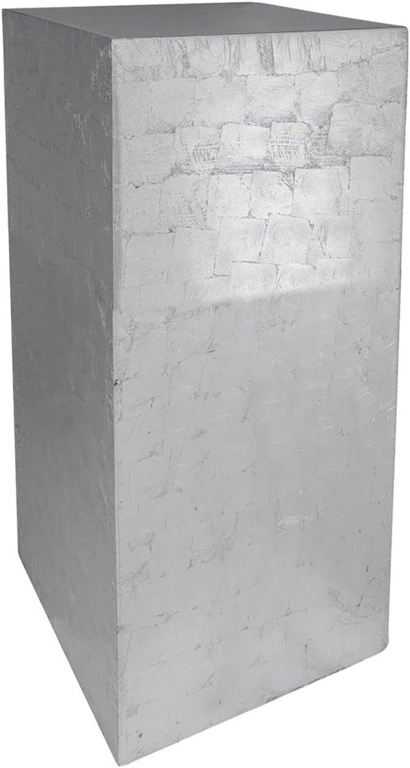 VIVANNO Подставка для цветов Fiberglas PODEST Säule - Silber Blattoptik Hochglanz (1 St), 30x30x60 cm