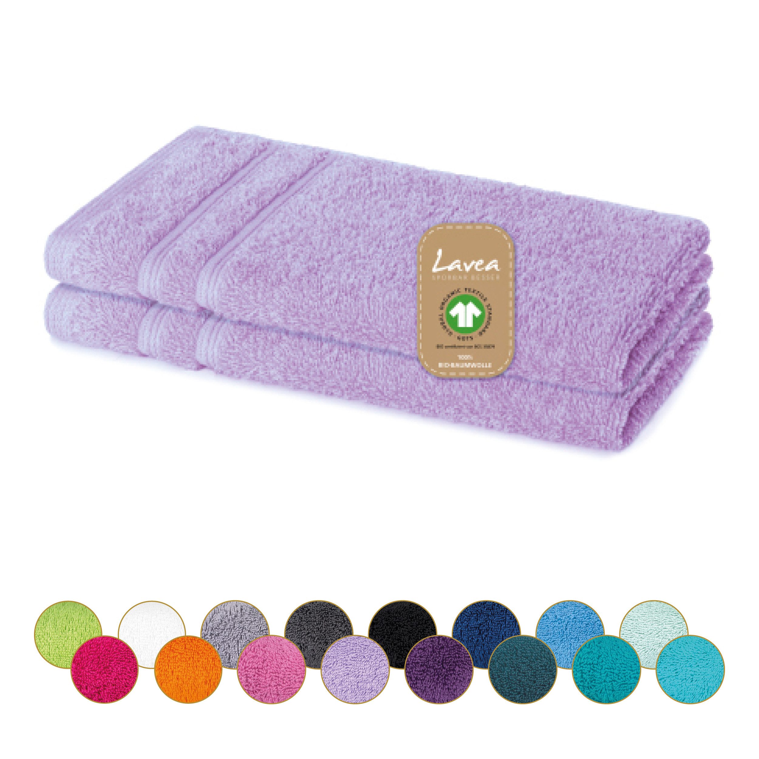 Lavea Gästehandtuch Bali Gästetücher 30x50 cm, Gästetuch, Gästehandtücher klein, Weiches Bio-Baumwollfrottee (Set, 2-St), Handtuch, Gästehandtuch-Set, GOTS-zertifiziert, 500g/m²