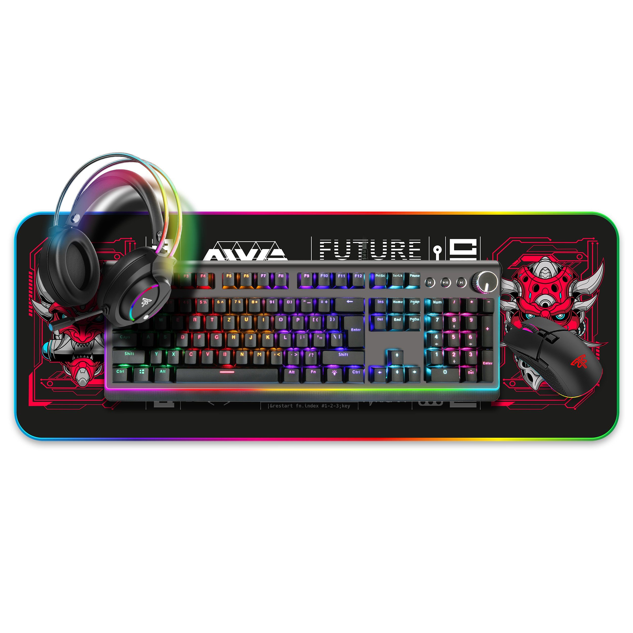 Striker Gaming Set Tastatur, Maus, Headset + Mauspad, kabelgebunden Eingabegeräte-Set