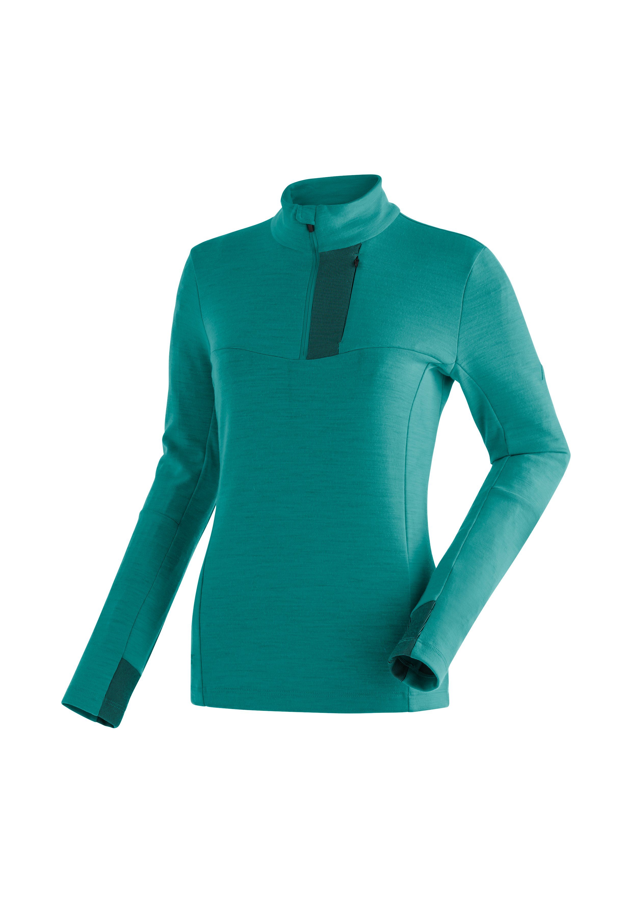 Maier Sports Funktionsshirt Skutvik HZ Damen, W hohe Midlayer seegrün für Atmungsaktivität funktionaler