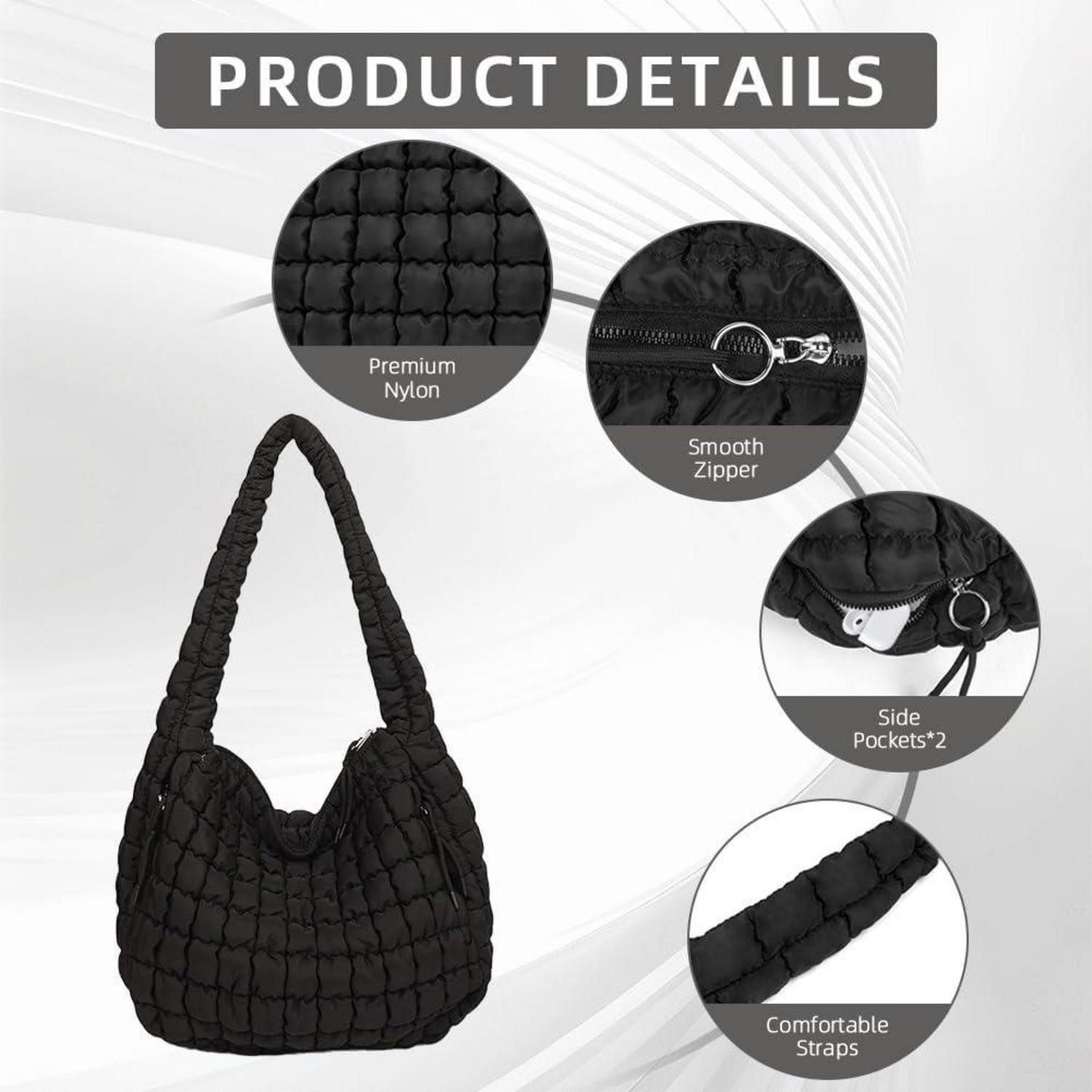 LuxusKollektion Schultertasche Große Puffer Schultertasche für Damen mit Reißverschluss, vielseitig