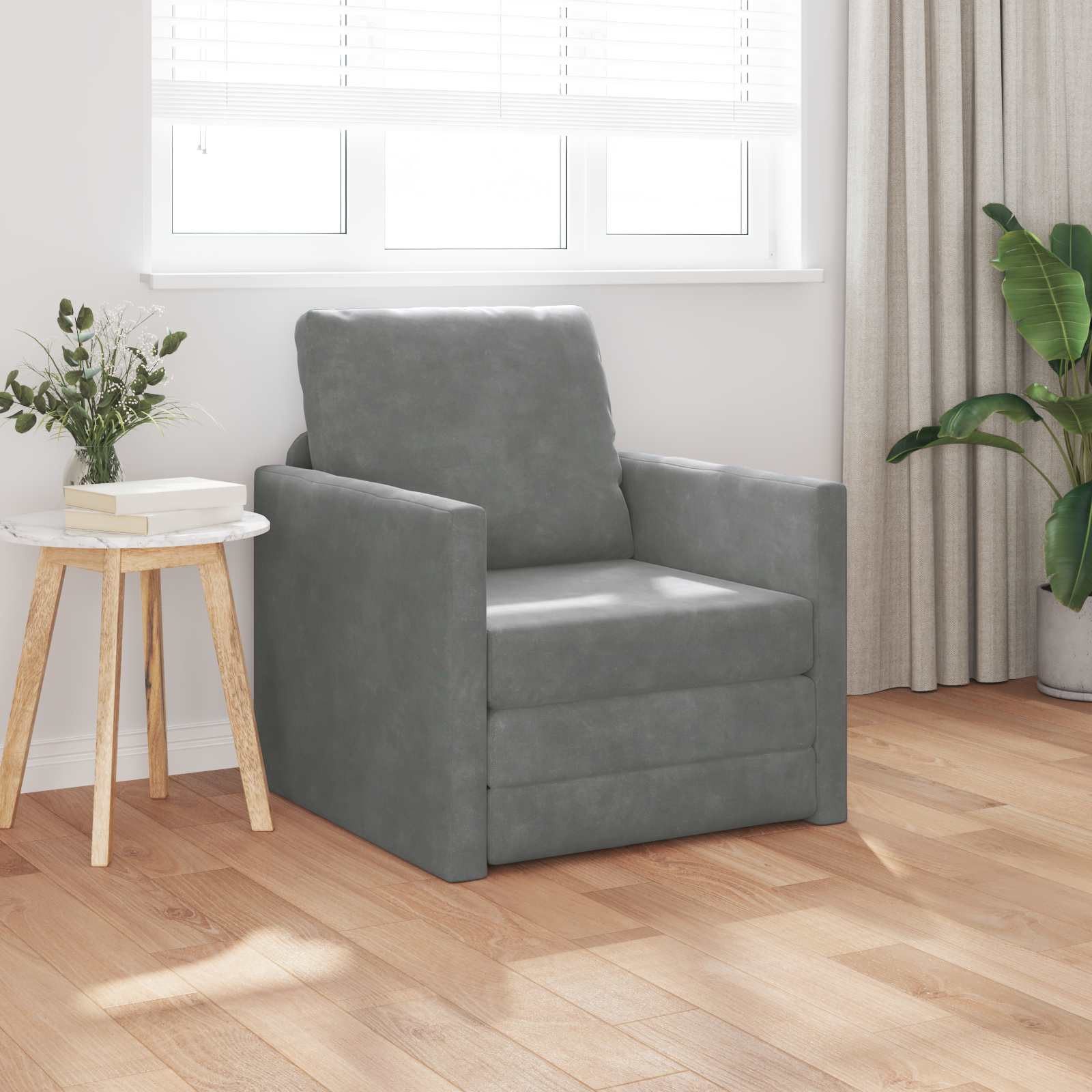 vidaXL Sofa Schlafsofa 60cm Dunkelgrau Samt, 1 Teile günstig online kaufen