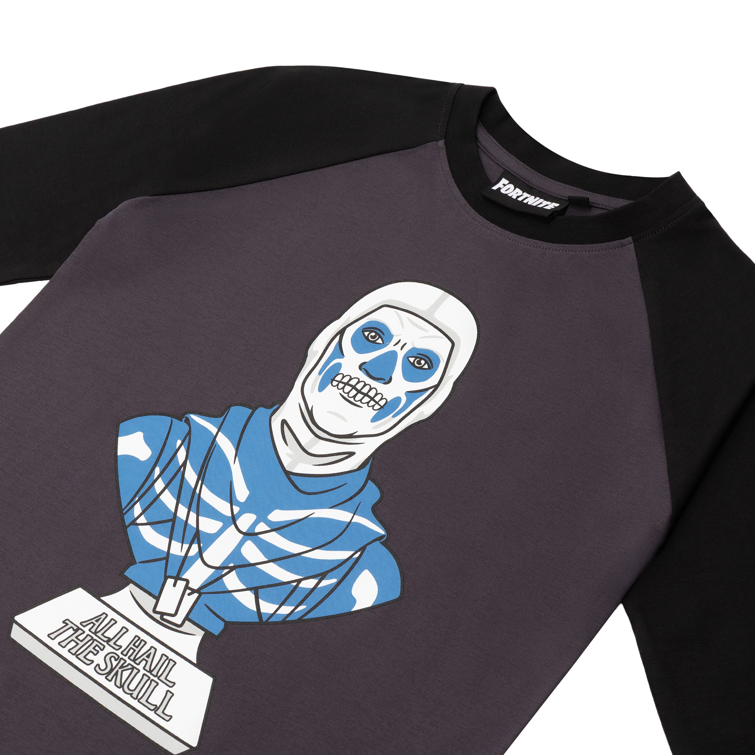 Fortnite Longsweatshirt Fortnite Jungen Langarmshirt – Schwarz/Grau – Skull Trooper Design
