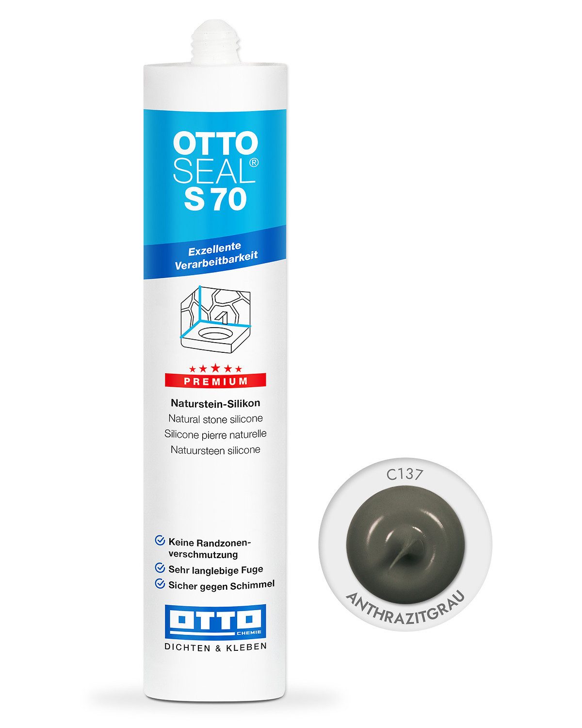 OTTO-Chemie Silikon Ottoseal S70 Premium-Naturstein-Silikon 310ml, gebrauchsfertig, neutral vernetzend