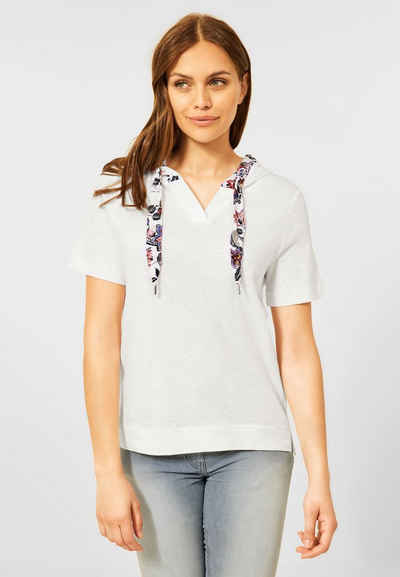 Cecil T-Shirt »Cecil T-Shirt mit Kapuze in Vanilla White« (1-tlg) Kapuze