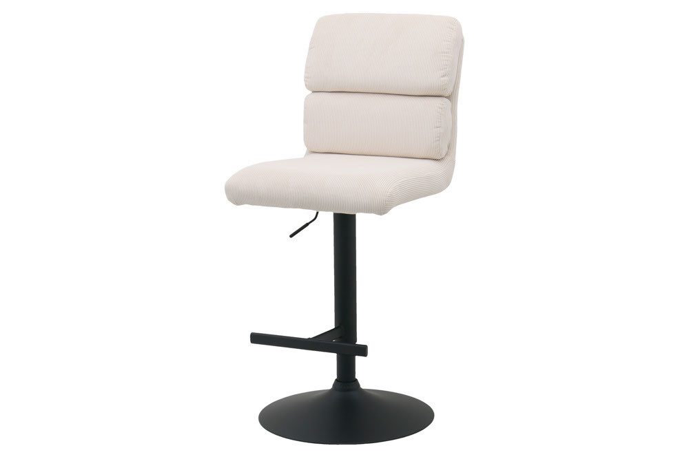 riess-ambiente Barhocker COMFORT beige/schwarz - Cord, Metall, höhenverstellbar, drehbar, weich (Einzelartikel, 1 St), Moderner Stuhl mit Lehne - ideal für Wohn- und Esszimmer oder Küche