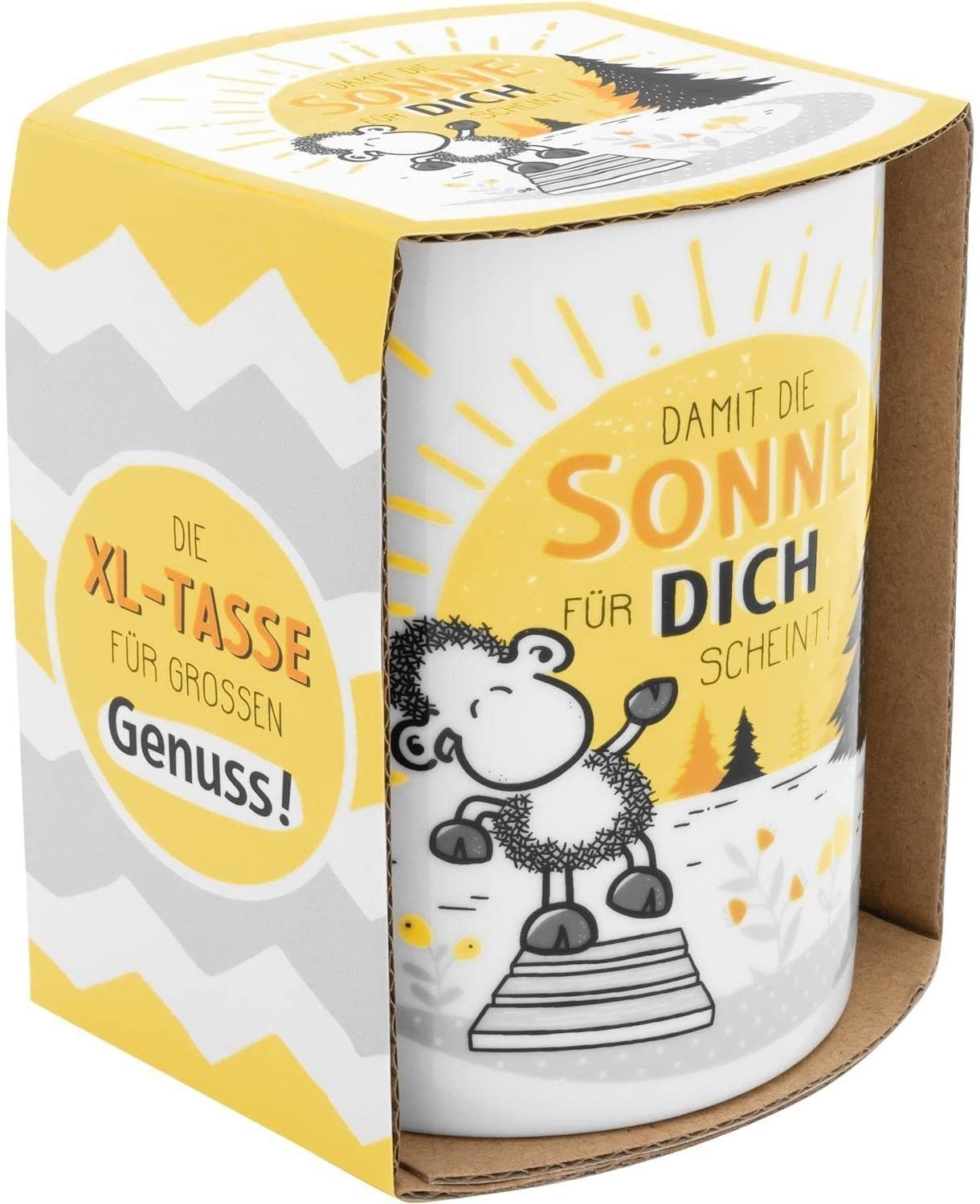 Sheepworld Tasse XL Jumbo Tasse Kaffetasse Kaffeebecher Teetasse 60cl Sheepworld Sonne, Porzellan