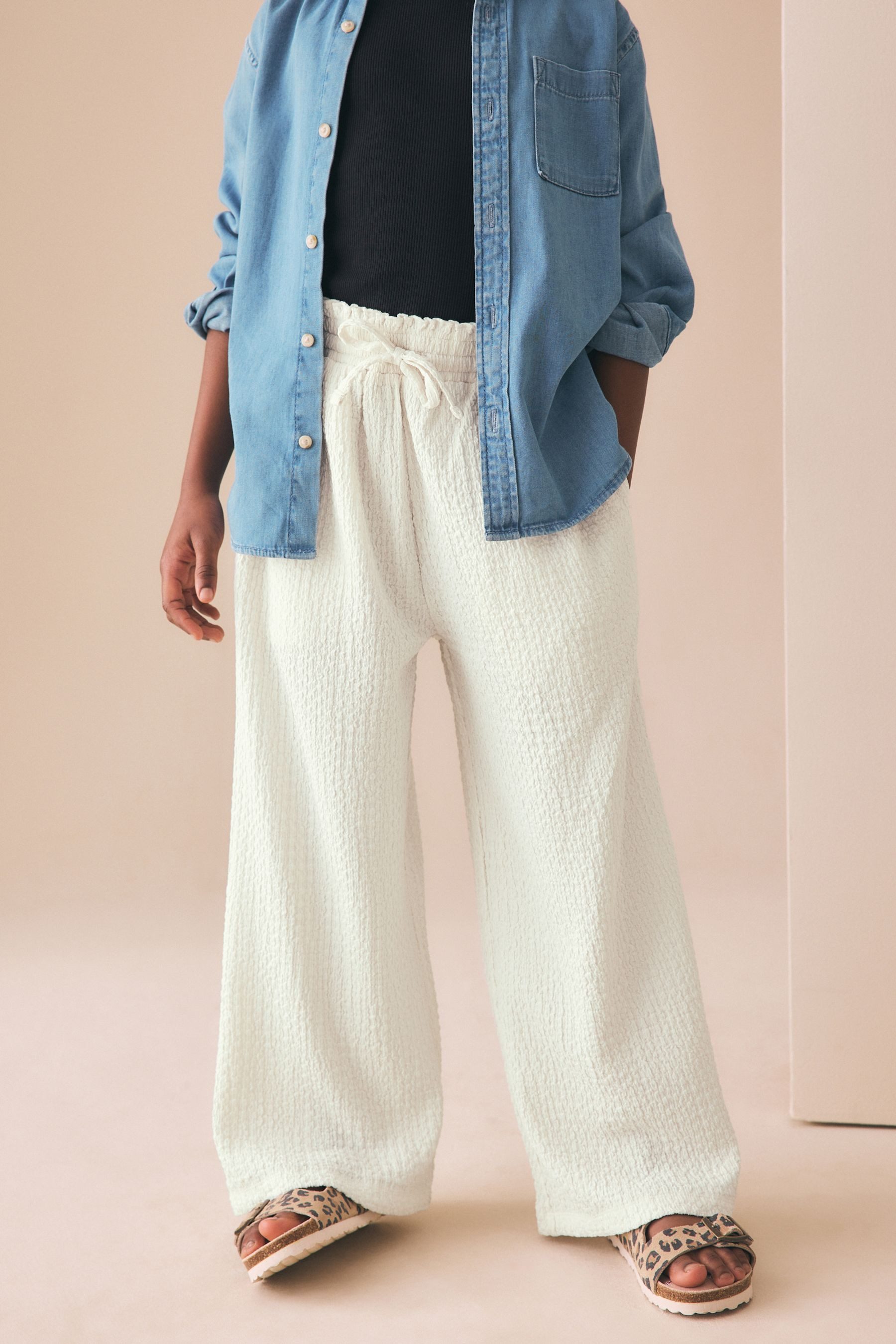 Next Palazzohose Hose mit weitem Bein in Knitteroptik (1-tlg)