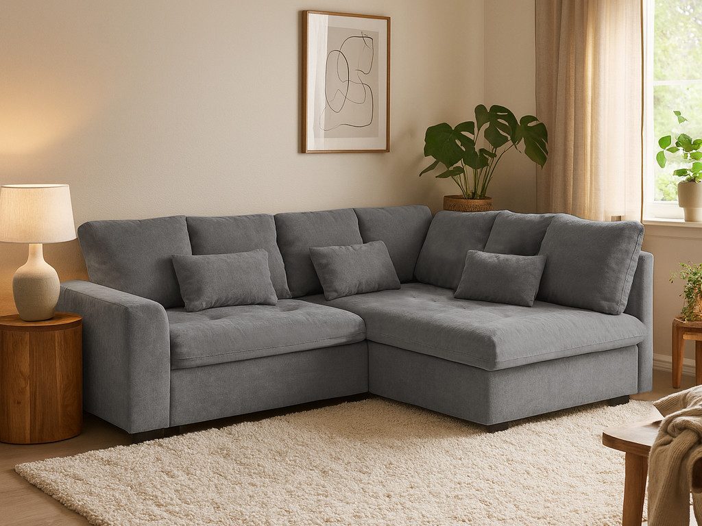 Beautysofa Ecksofa RAMO mit Schlaffunktion 160x200 cm, im Set mit Topper