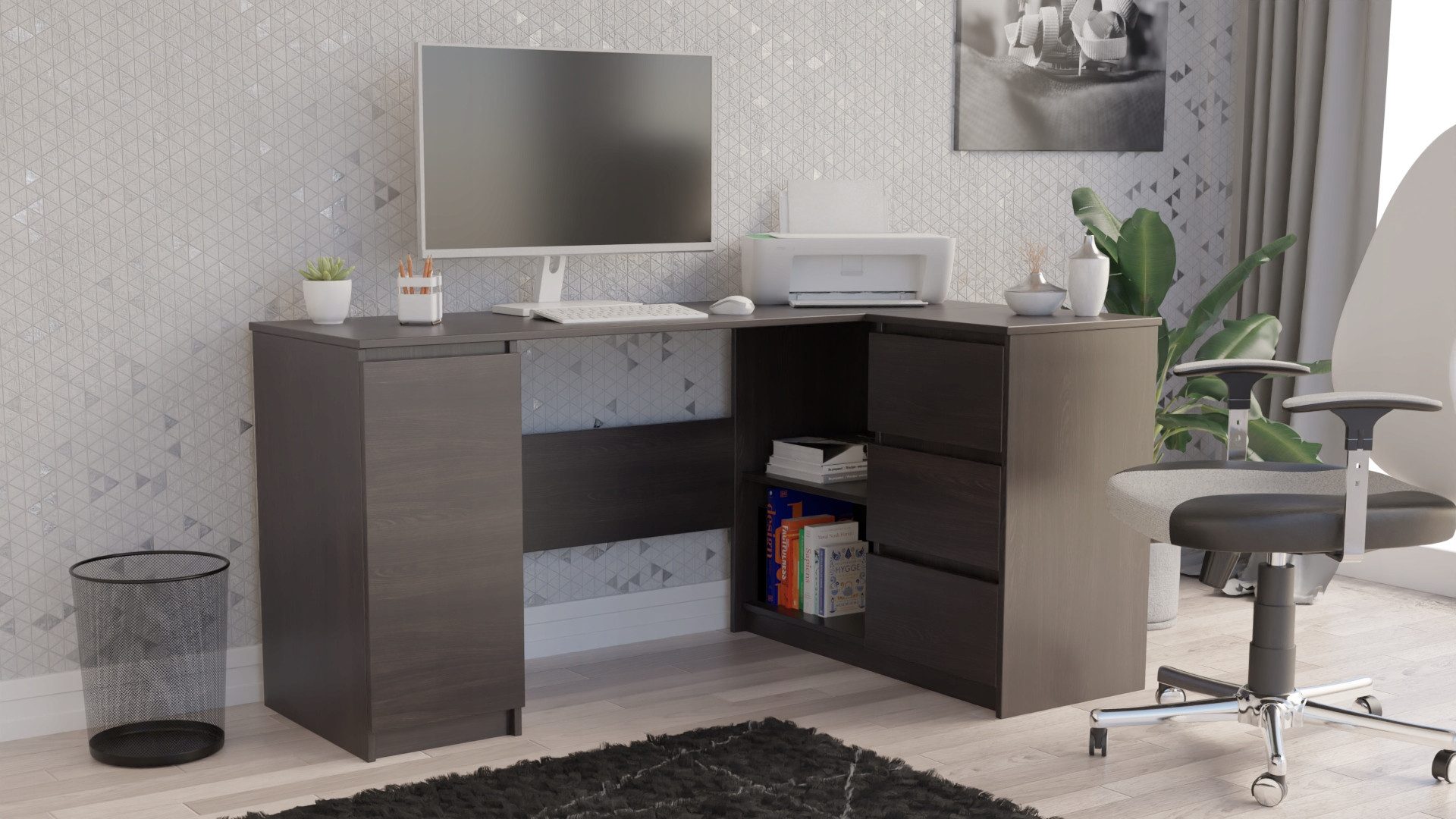 Home Collective Eckschreibtisch mit 3 Schubladen, günstig online kaufen