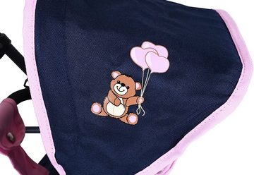 Knorrtoys® Puppen-Zwillingsbuggy Milo - Navy Pink Bear