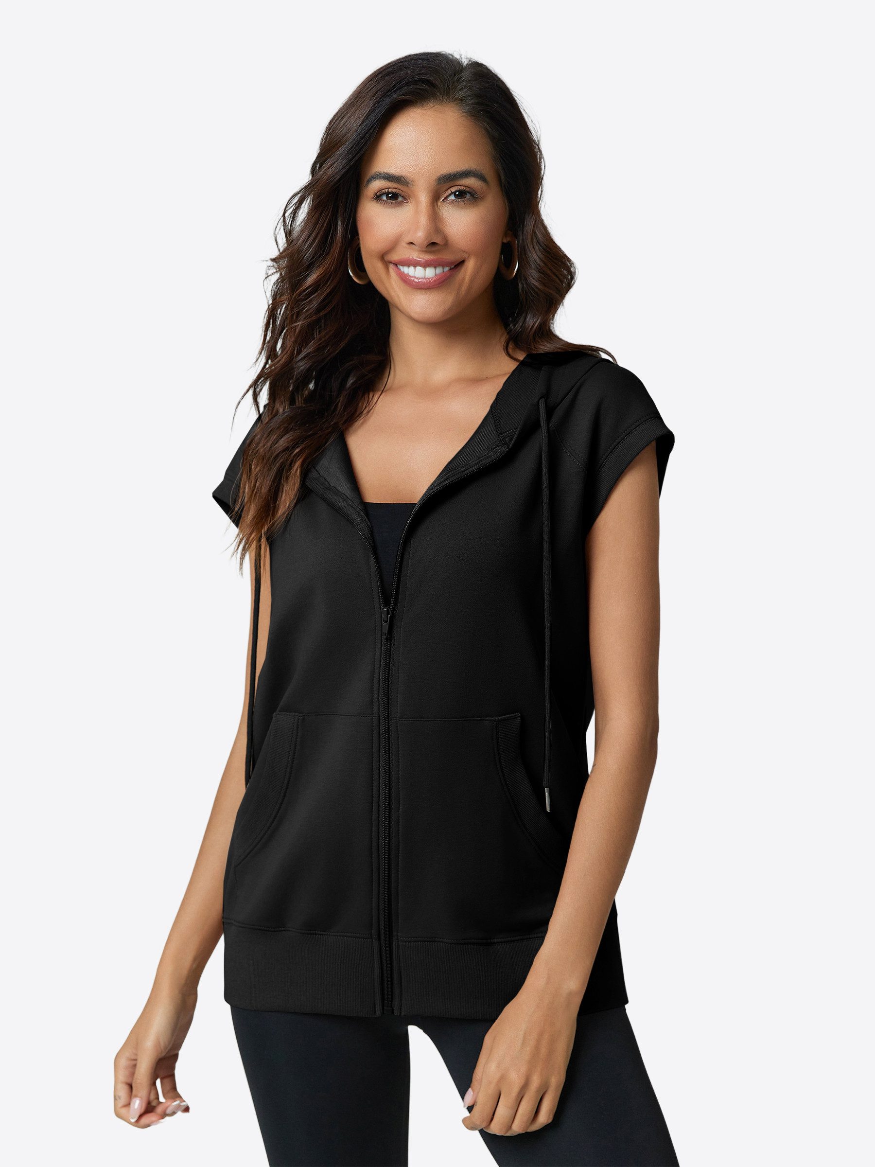 Imily Bela Kapuzenpullover Damen ärmelloses Sweatshirt mit Reißverschluss (Packung, 1-tlg., 1per-Pack) mit Kapuze