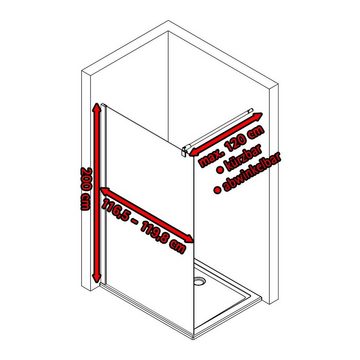 Schulte Walk-in-Dusche Alexa Style 2.0, 6 mm Sicherheitsglas inkl. fixil-Glassiegel, BxH: 120 x 200 cm, Dekor Soho-Black, Frontscheibe