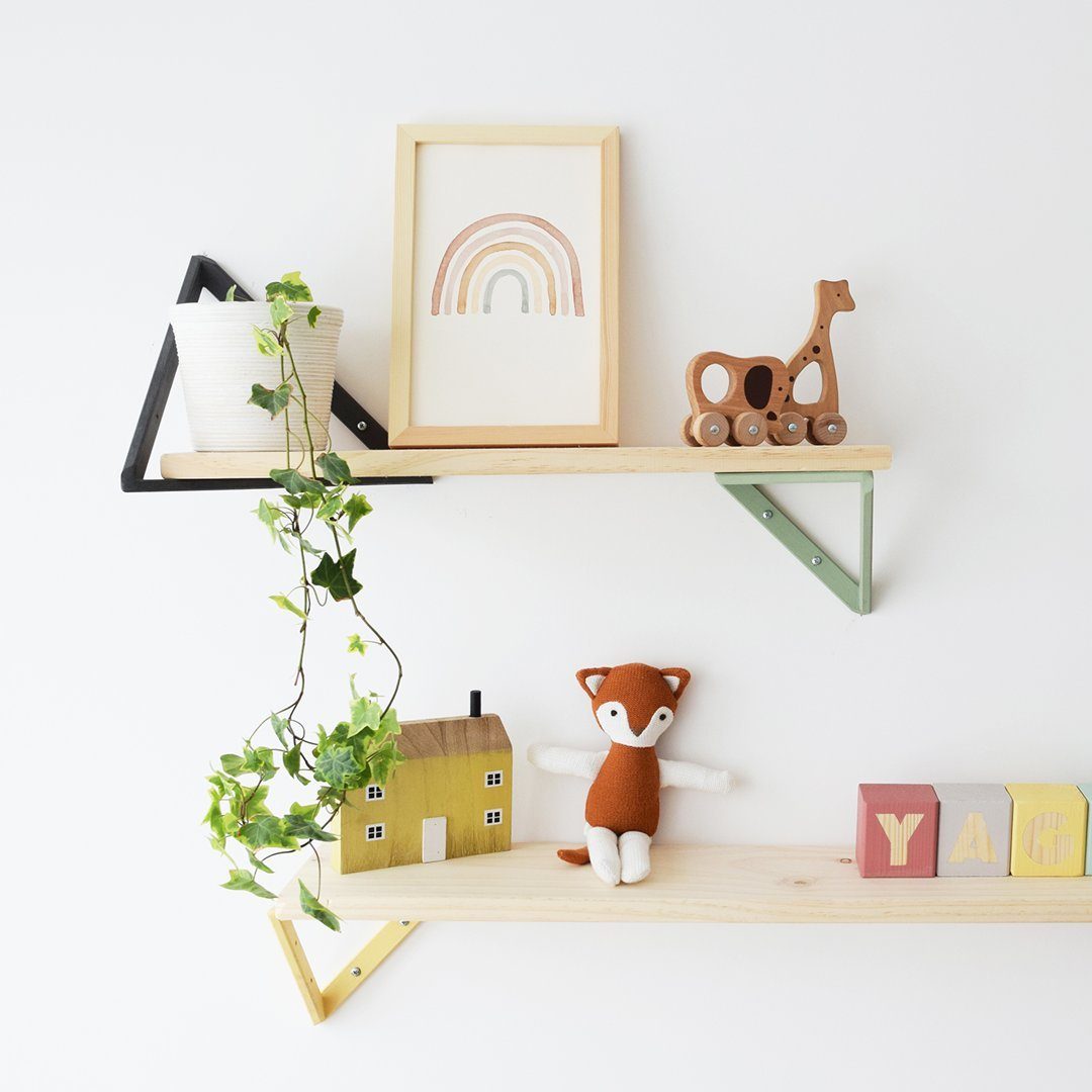 Astigarraga Kit Line Wandregalhalter Triangel Winkel 20x20x20 cm, Regalwinkel aus Vollholz, Regalhalter