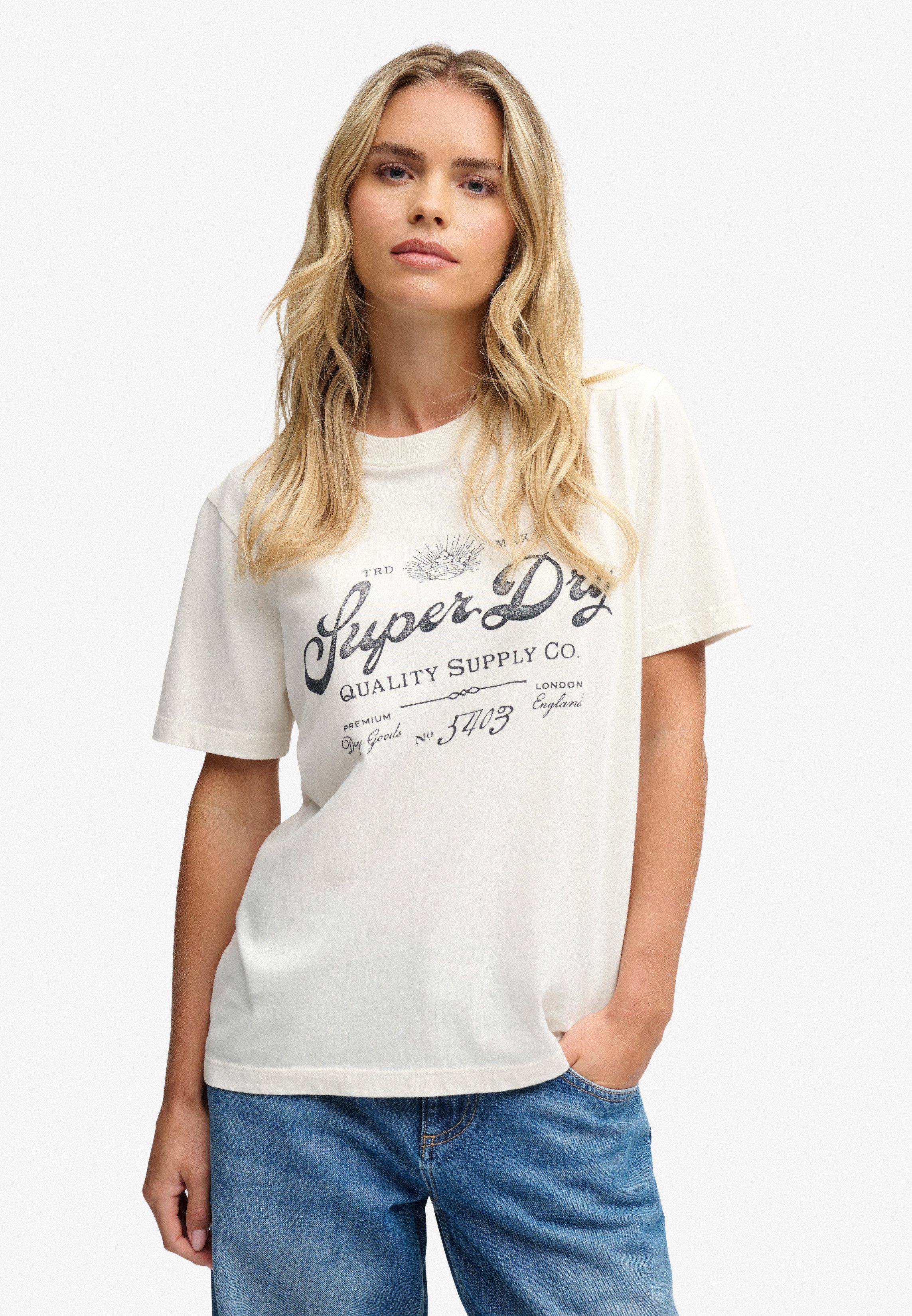 Superdry Print-Shirt VINTAGE WORKWEAR TEE Baumwolle, relaxed fit