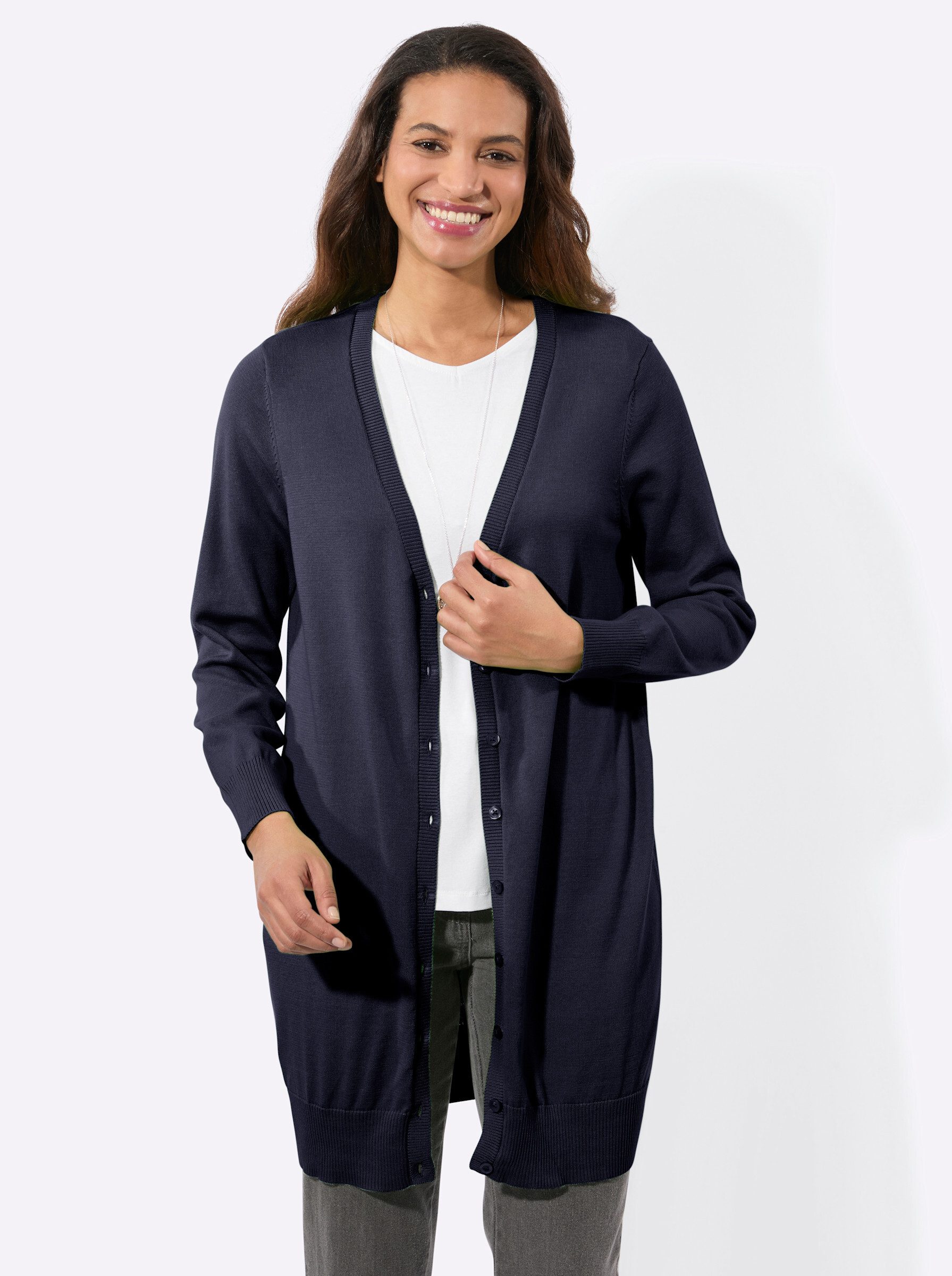 Witt Strickjacke Long-Strickjacke Langarm Jersey