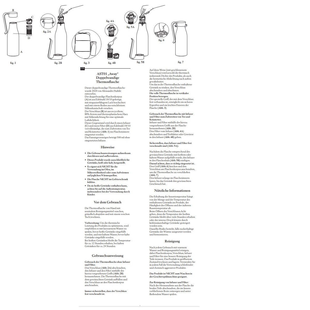 Alessi Trinkflasche Thermoflasche AWAY - Farbwahl