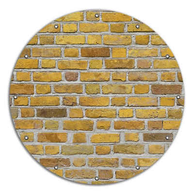 Wallario Sichtschutzzaunmatten Ziegelsteinwand in gelb - Backsteine, rund