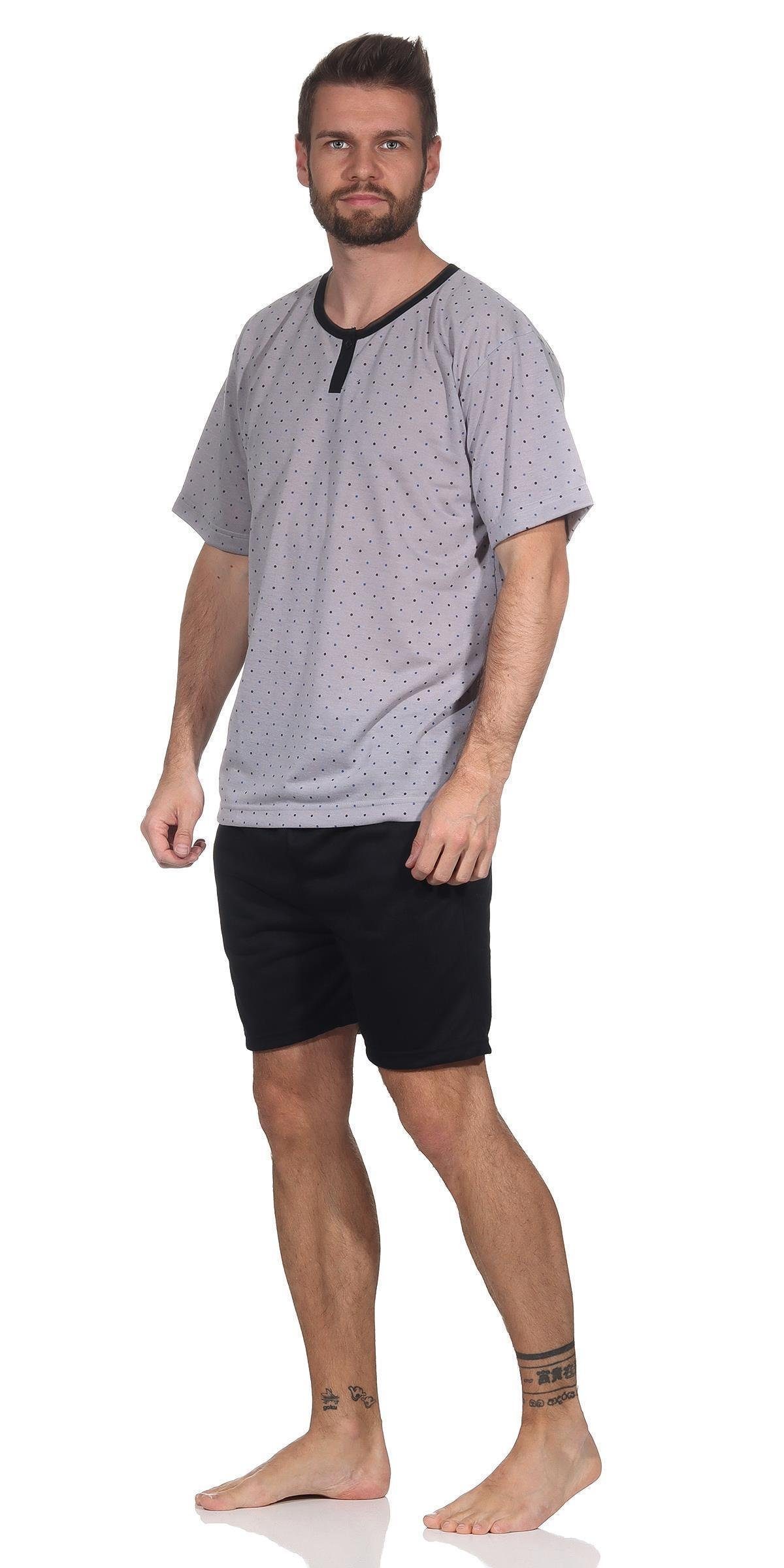 EloModa Capri-Pyjama XL Gr. Pyjama und XXL Herren (2 Grau T-Shirt tlg) Short Schlafanzug, M L