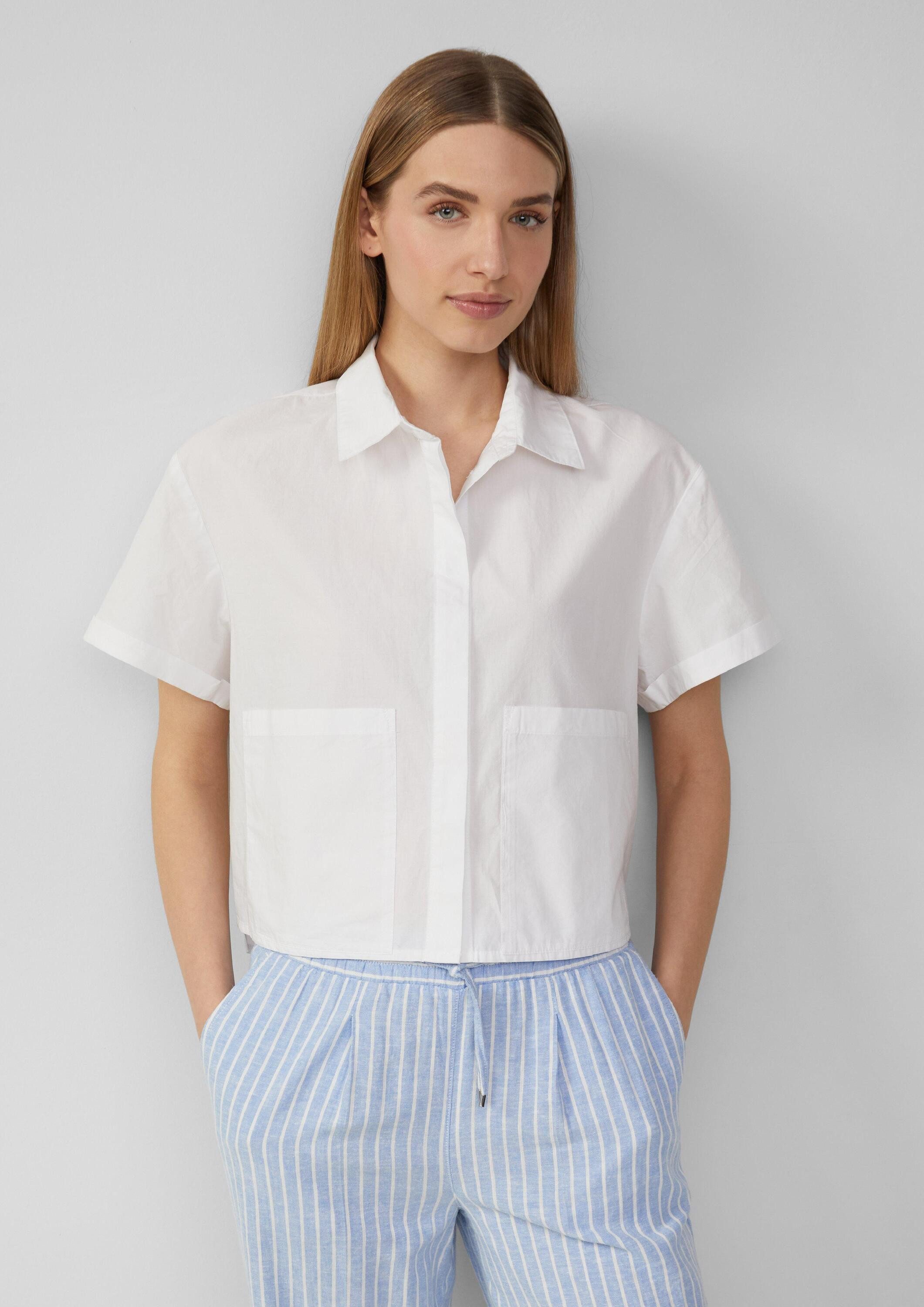 s.Oliver Kurzarmbluse Bluse Verkürzte Hemdbluse im günstig online kaufen