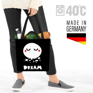 VOID Henkeltasche (1-tlg), Schlafen Tarum Mond Sterne Karte Tier Cartoon Grafik Schwarz Weiss Ze