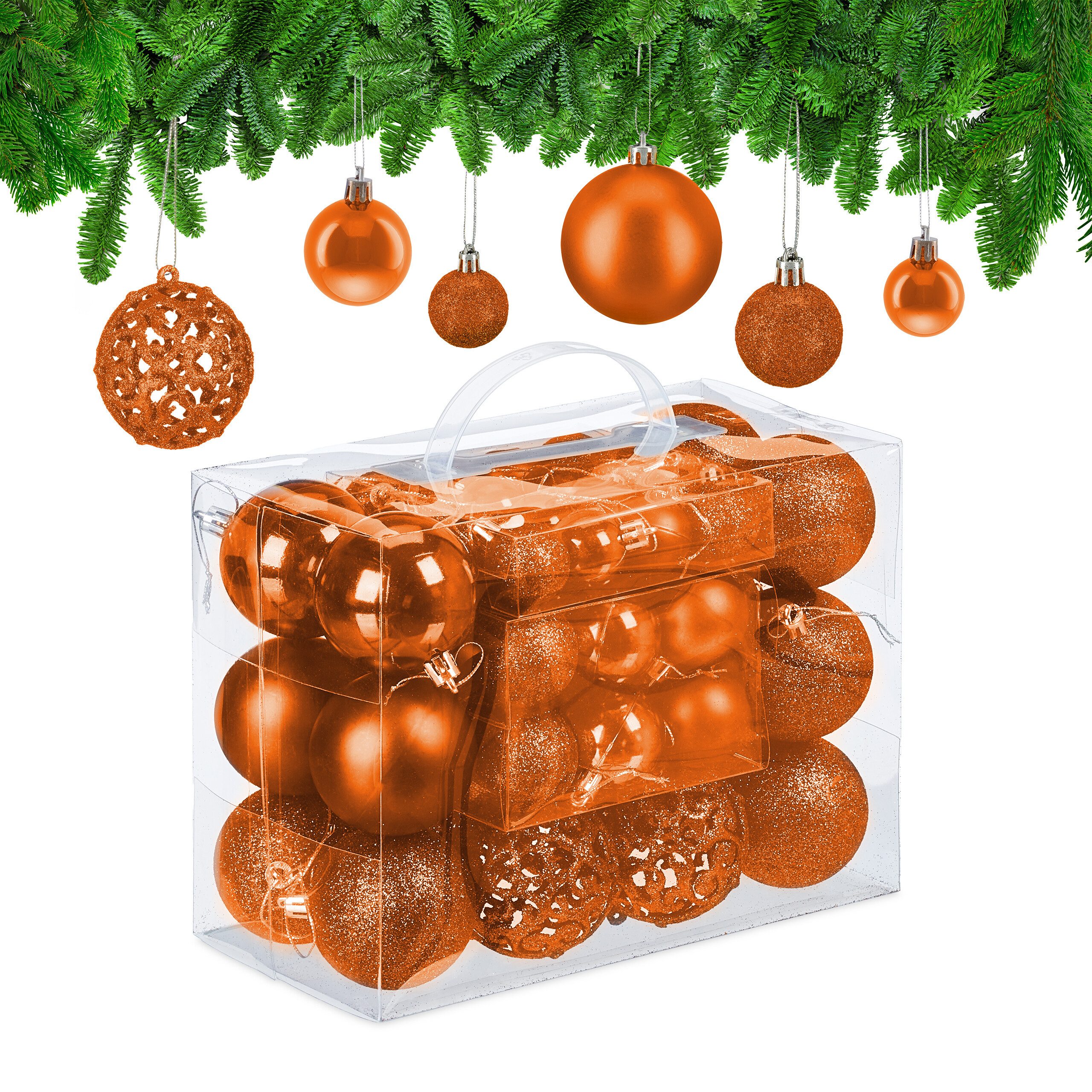 relaxdays Weihnachtsbaumkugel Новогодние шары im 50er Set, orange