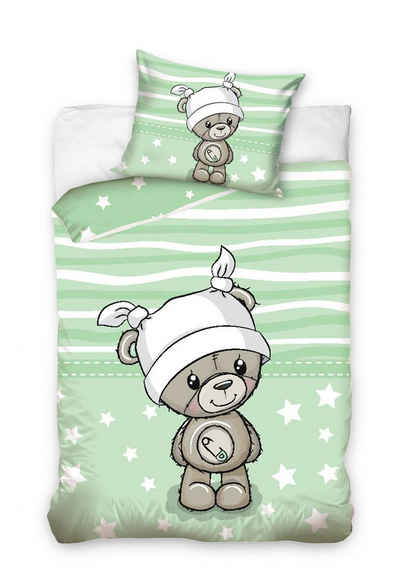Babybettwäsche Baby Teddybär 100x135 cm + 40x60 cm Baumwolle, Häßler Homefashion, Baumwolle, 2 teilig