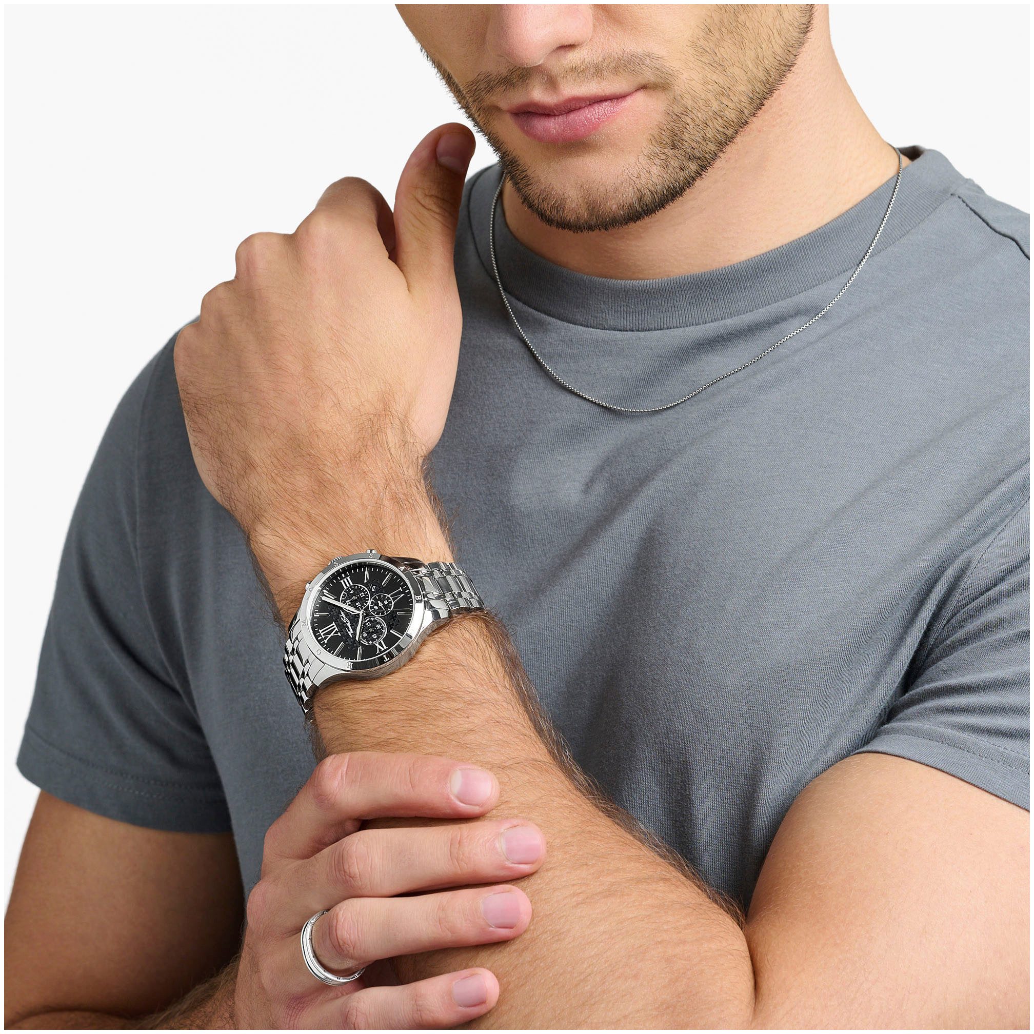 THOMAS SABO Chronograph REBEL URBAN WA0015-201-203-43 MM, Quarzuhr, Armband günstig online kaufen