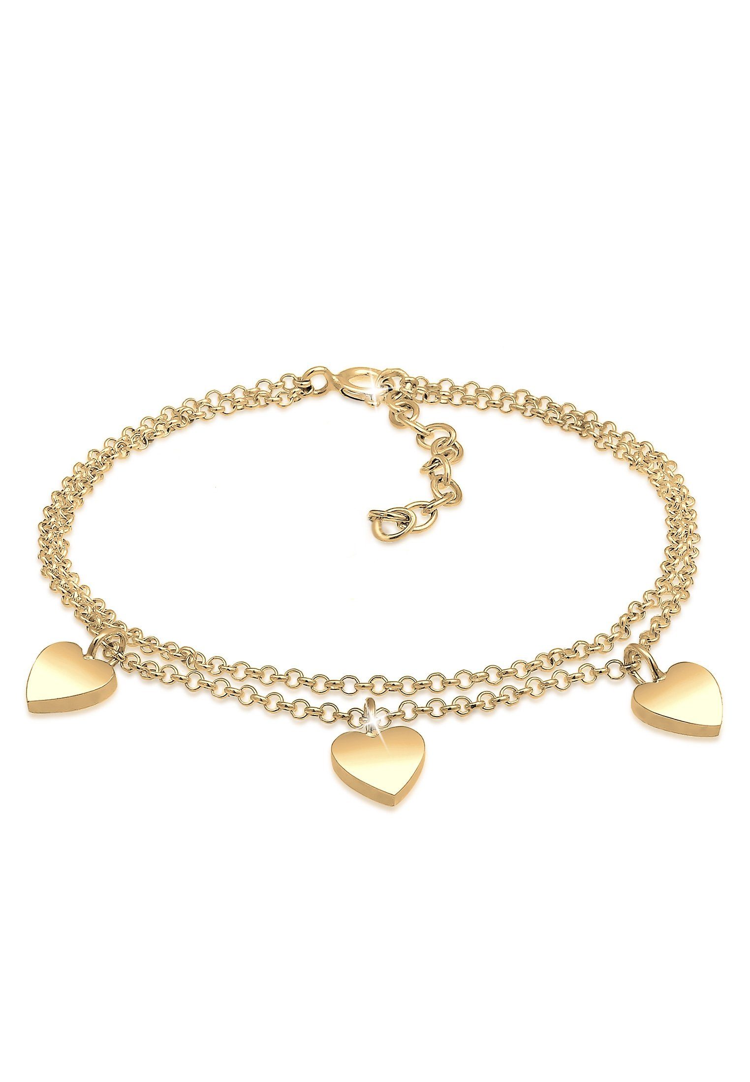 Elli Armband Herz Symbol Love Trio Layer Erbskette 925 Silber Gold | Armbänder