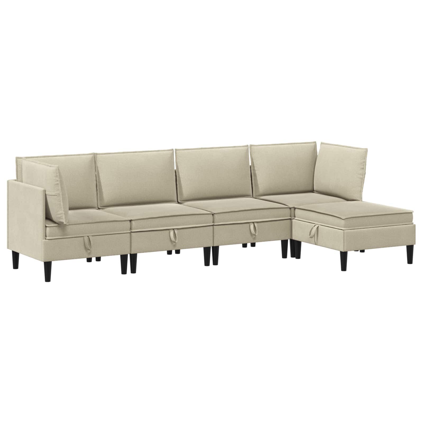 vidaXL Sofa Wohnzimmergarnitur 5 Stk. Sand Stoff, 5 Teile
