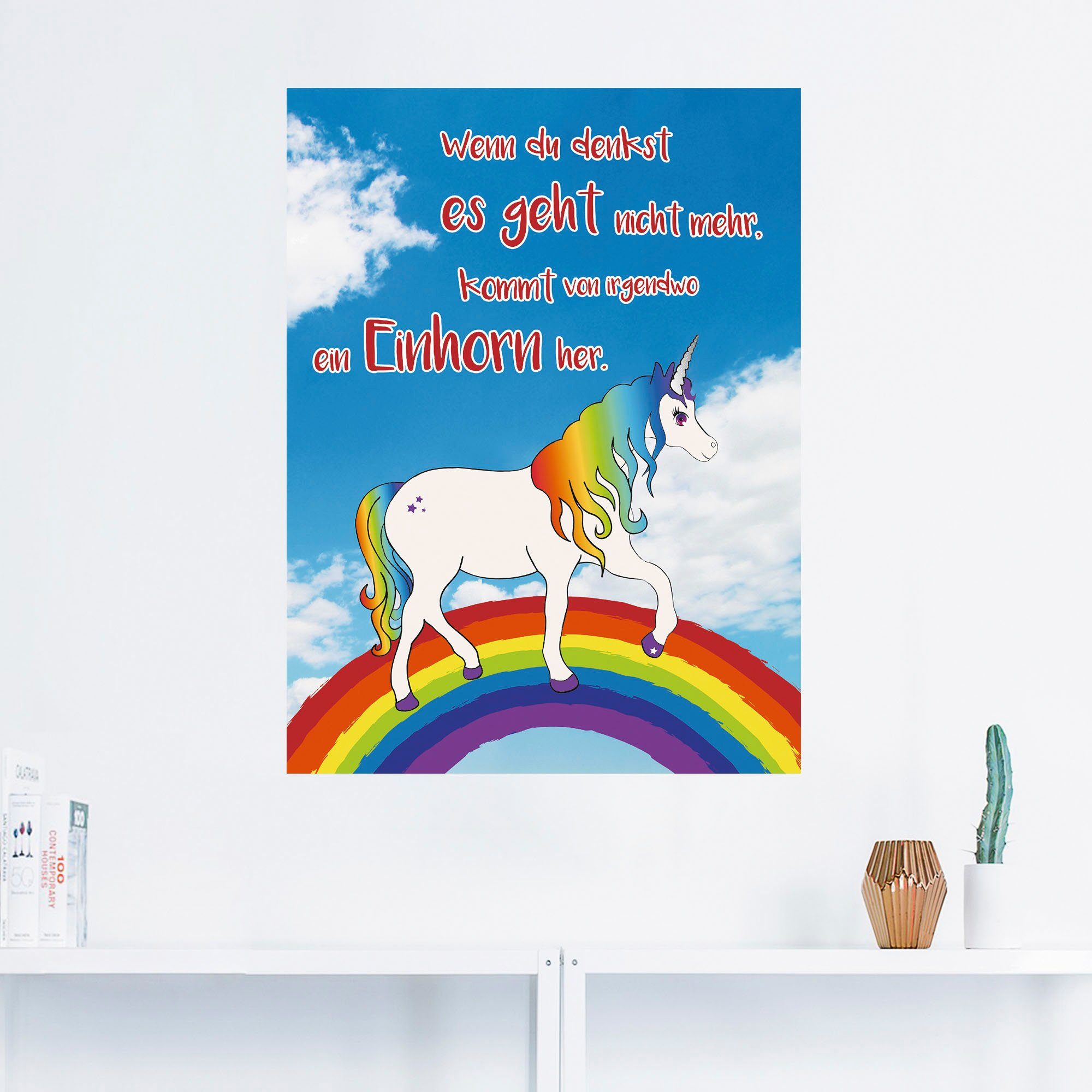 Artland Wandbild »Einhorn mit Regenbogen«, Animal Fantasy (1 Stück), in vielen Größen & Produktarten -Leinwandbild, Poster, Wandaufkleber / Wandtattoo auch für Badezimmer geeignet-HomeTrends