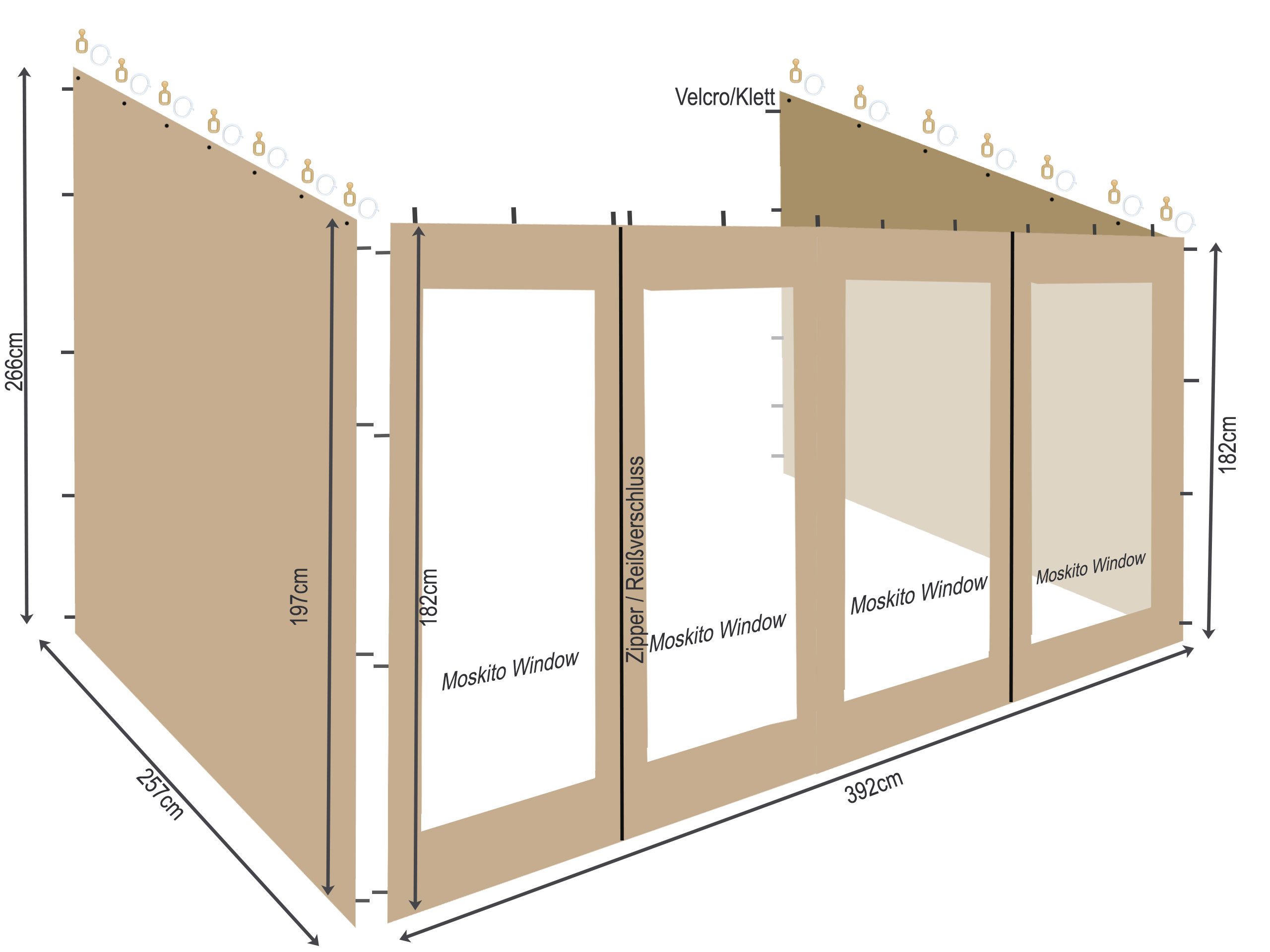 Quick Star Pavillonseitenteil Rollpavillon Seitenwand Set 3tlg 3x4m, Front günstig online kaufen