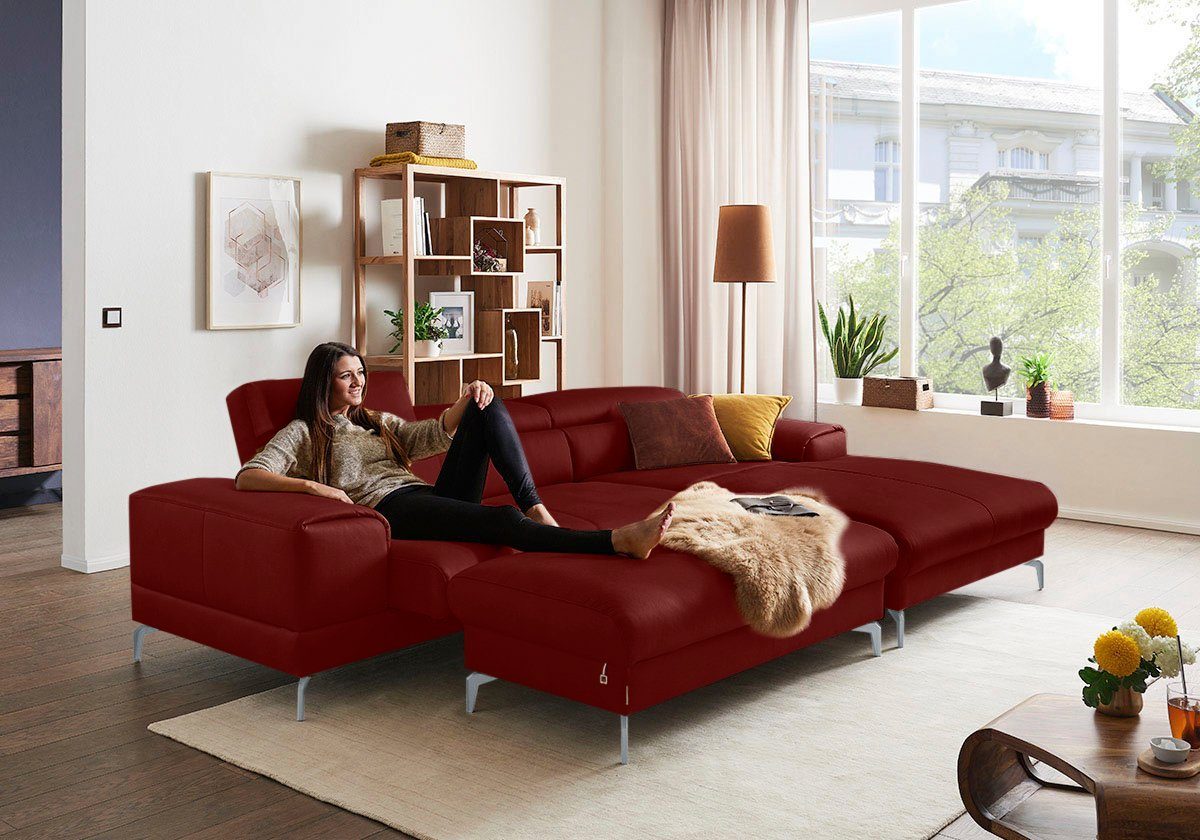 W.SCHILLIG Polsterhocker piedroo, Designsofa mit tollem Sitzkomfort, bequem, L-Form, Füße in Silber matt