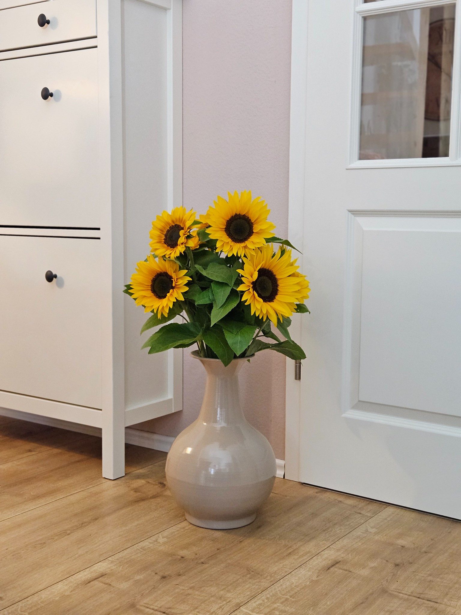 Meinposten Dekovase Vase Blumenvase XXL Metallvase Beige Braun 38x25 Retro Blumengefäß (1 St)