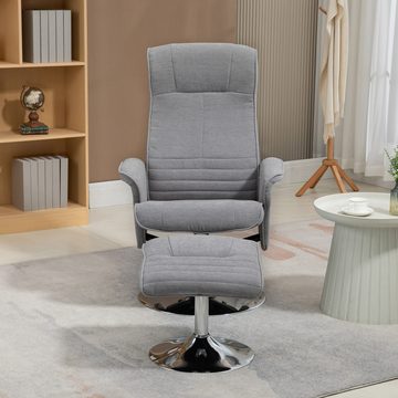 HOMCOM Relaxsessel mit Hocker, drehbar TV-Sessel mit neigbare Rückenlehne, bis 150 kg (Liegesessel, 2-St., Fernsehsessel), für Wohnzimmer, Grau
