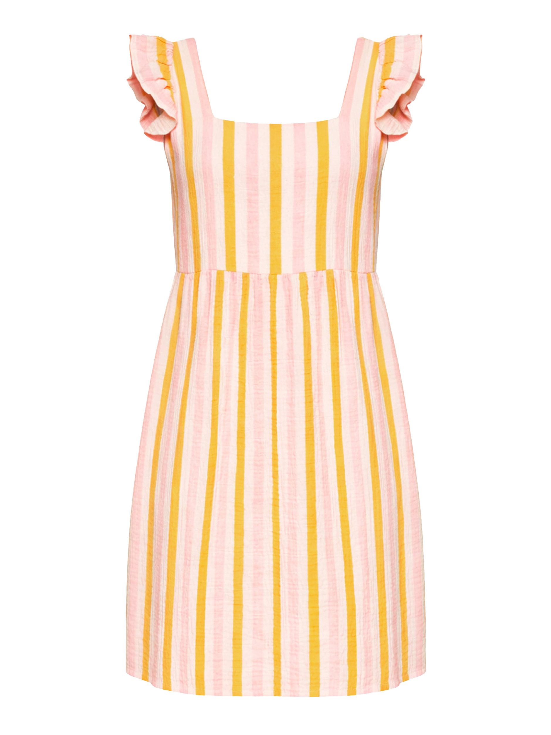 SASSYCLASSY Minikleid Gestreiftes Musselinkleid Damen Kleid aus Musselin im Streifenmuster mit Rüschenärmel