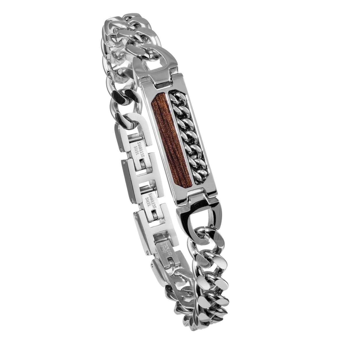 Holzkern Edelstahlarmband 9010631025267, für Herren Edelstahl Outlands Walnuss/Silberfarben