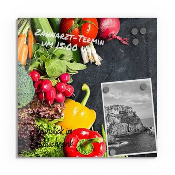 DEQORI Magnettafel 'Schiefertafel mit Gemüse', Whiteboard Pinnwand beschreibbar