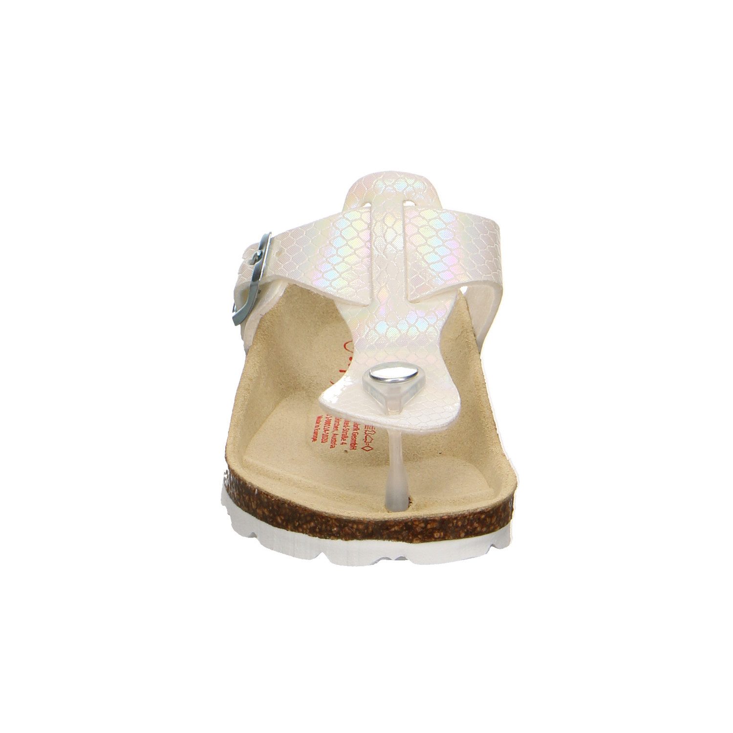 Superfit Superfit Fussbettpantoffel Reptil-Prägung Pantoletten weiss Zehentrenner